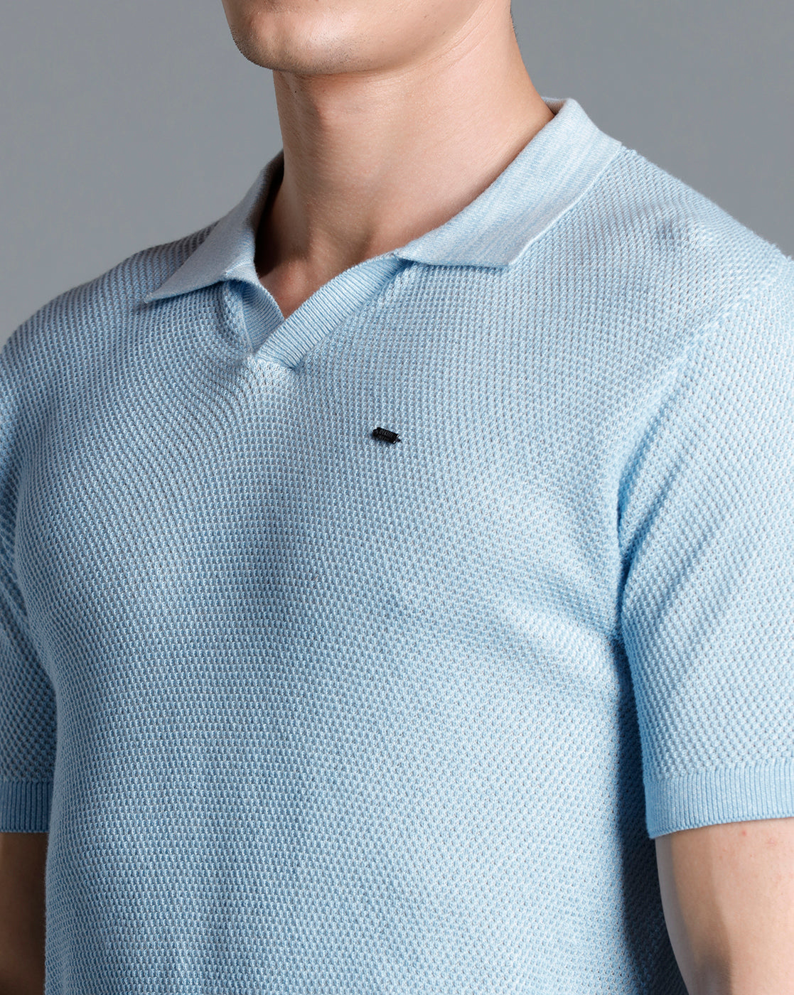 Identiti Blue Half Sleeve Solid Slim Fit Cotton Casual Polo T-Shirt For Men