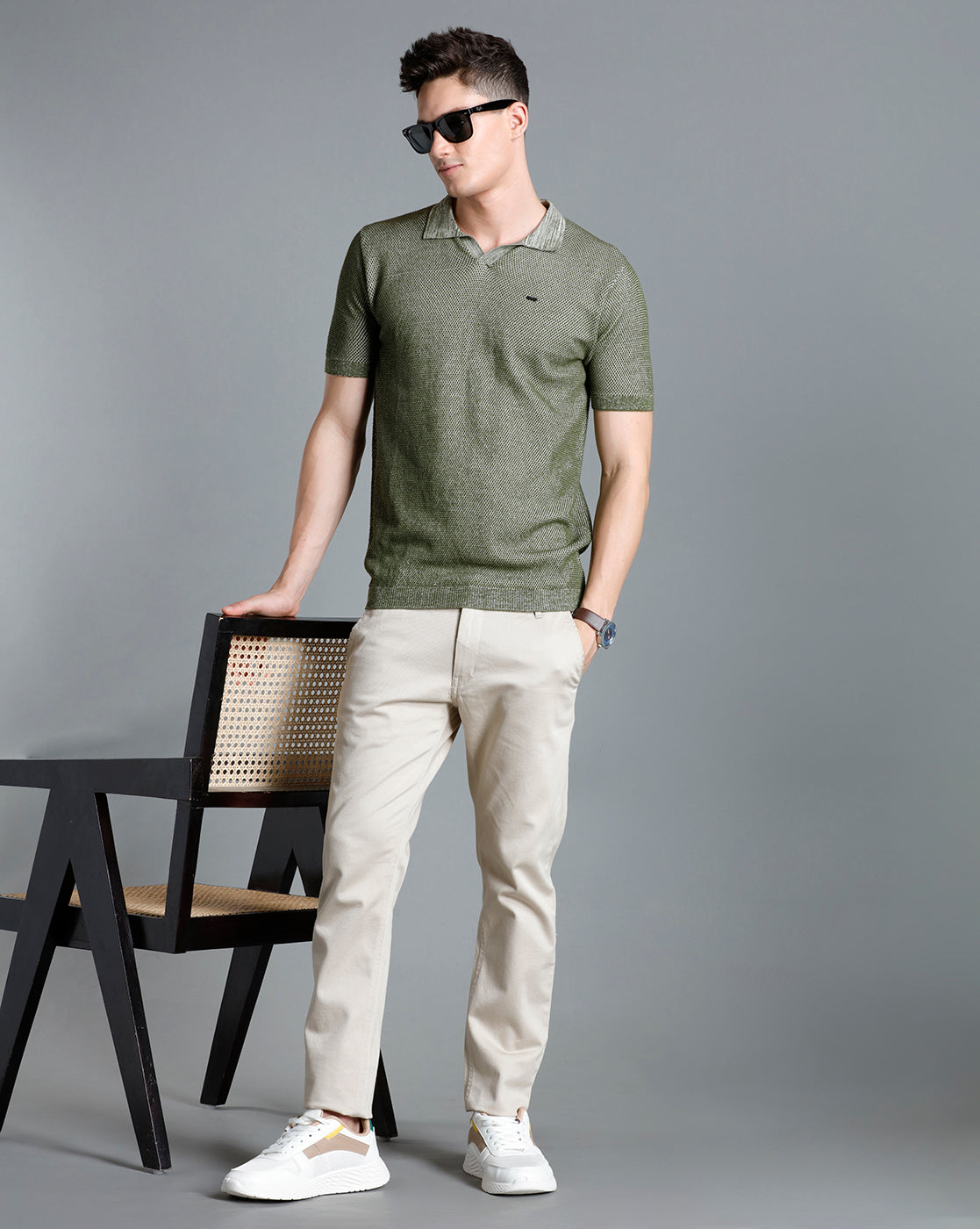 Identiti Green Half Sleeve Solid Slim Fit Cotton Casual Polo T-Shirt For Men