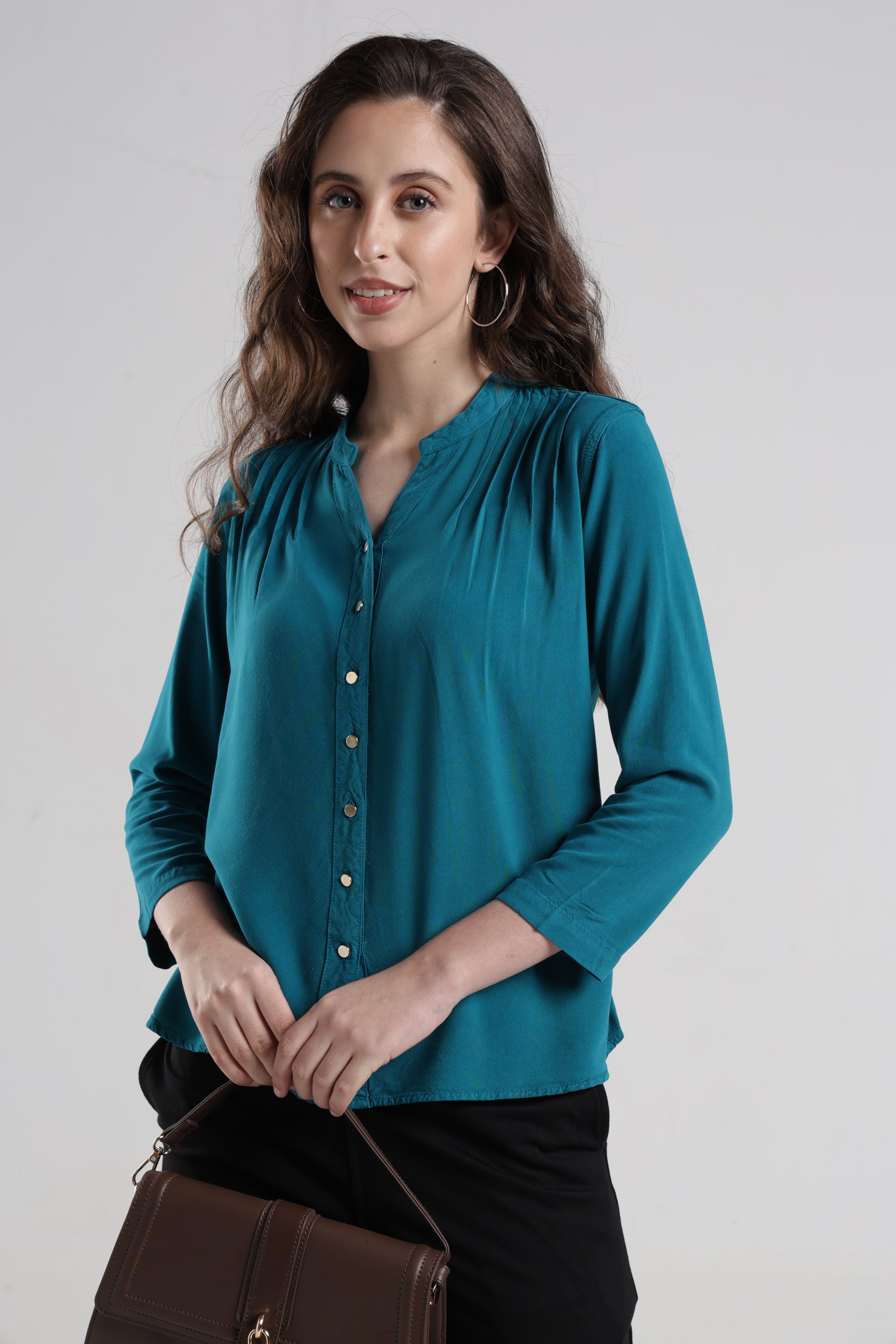 Women Solid Viscose Regular Fit Casual Shirt