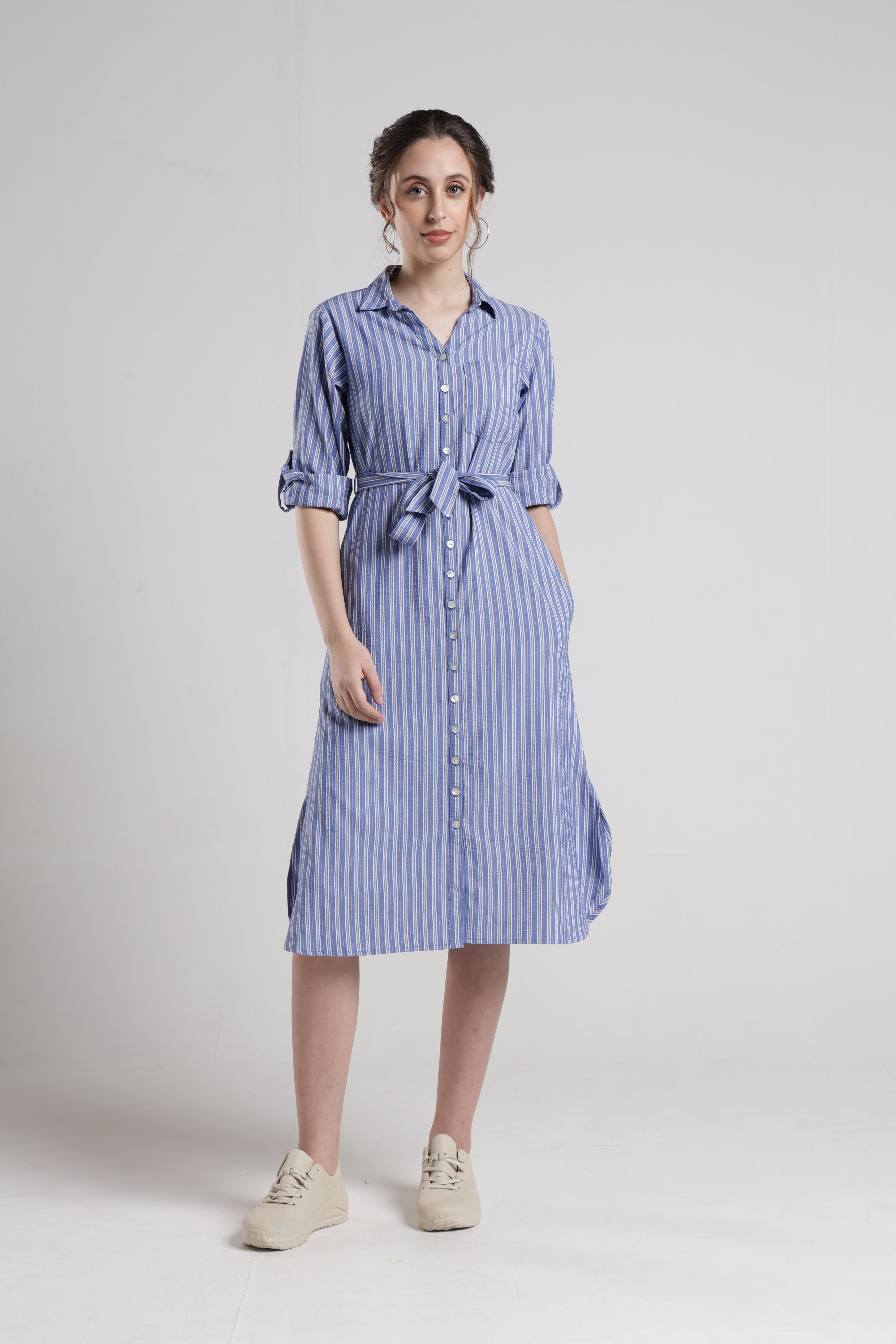 Identiti Women Casual Striped Dress - Blue