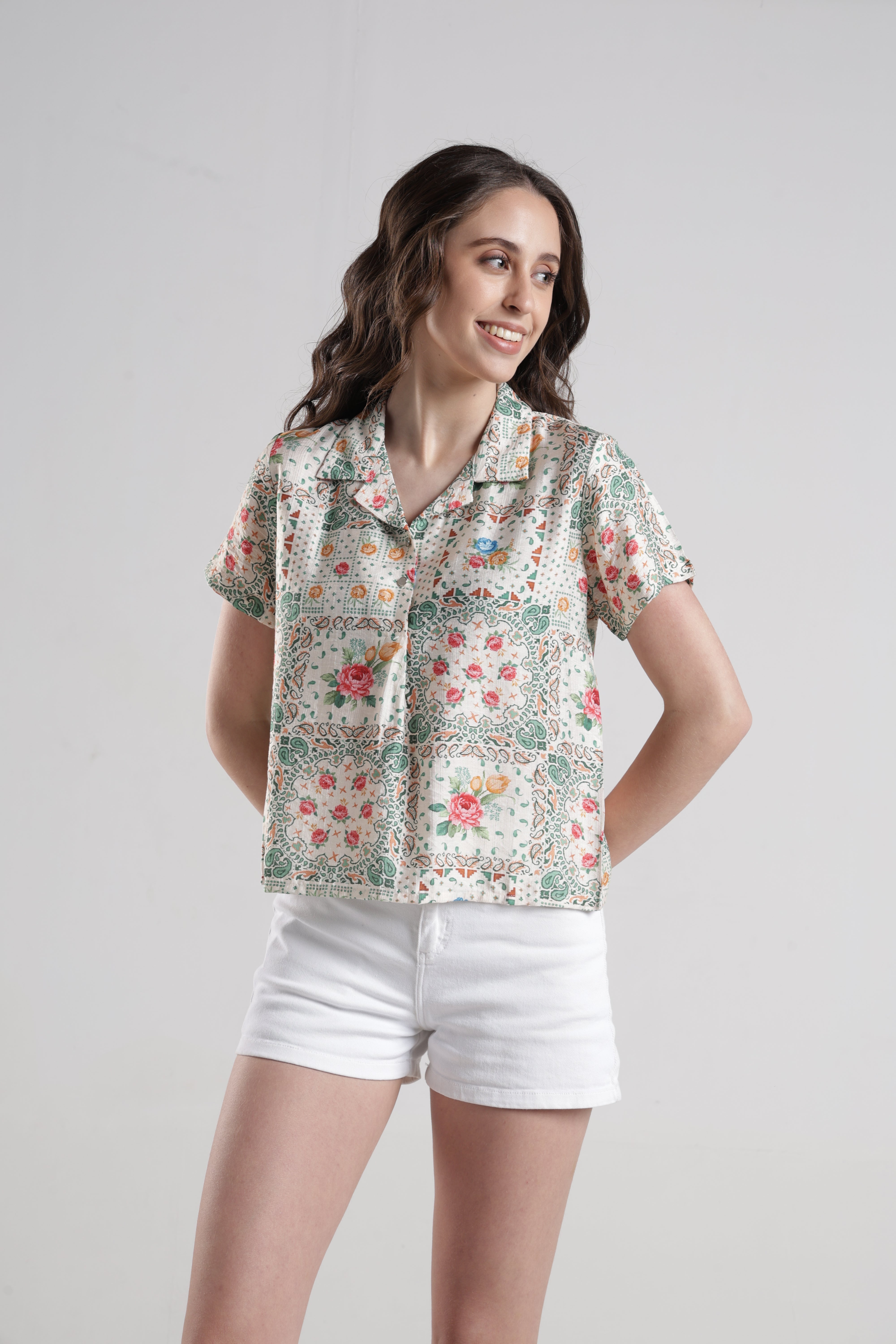 Identiti Women Casual Printed Top - Cream