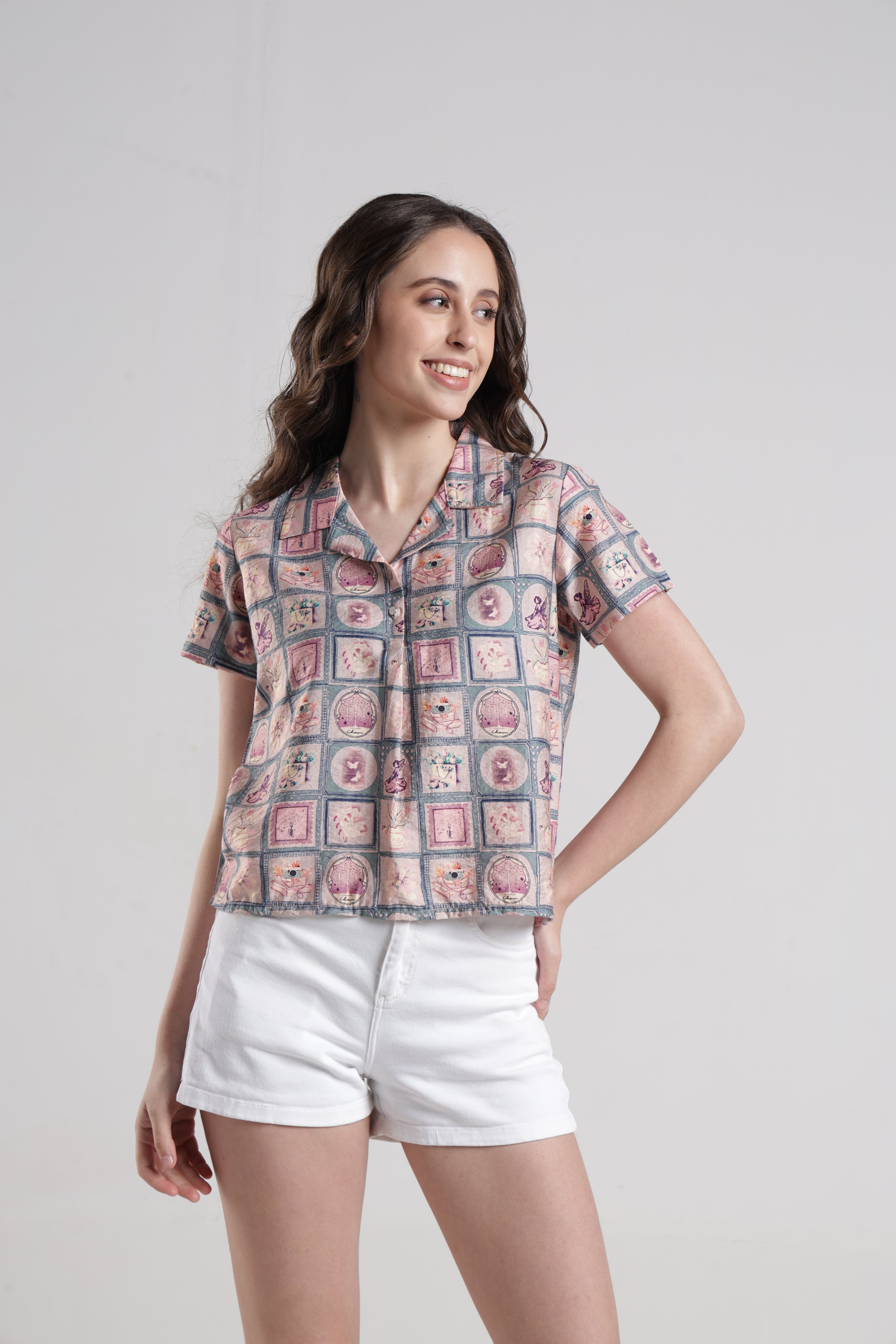Identiti Women Casual Printed Top - Peach