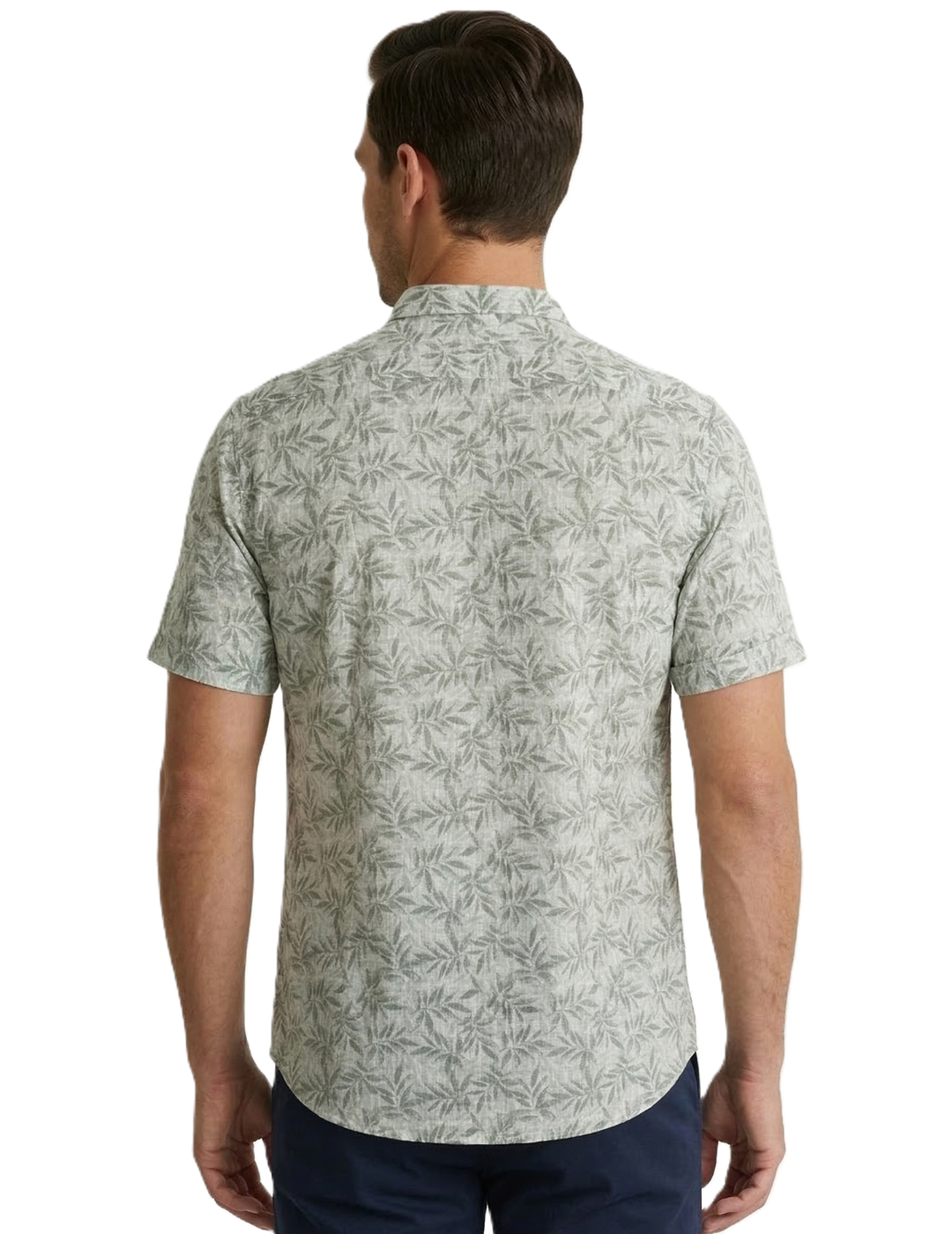 IDENTITI Men Slim Fit Short Collar Printed Shirt In Green.