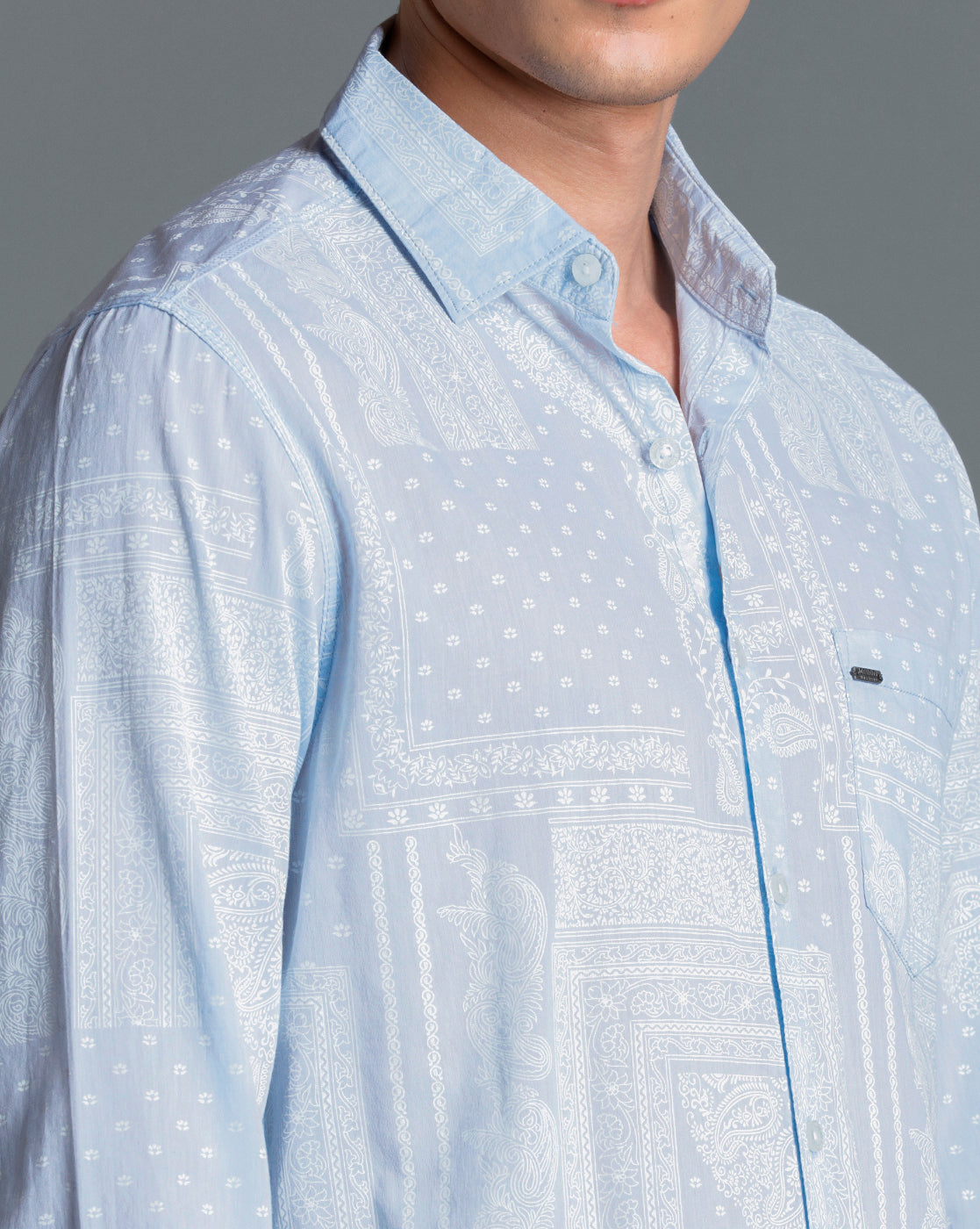 IDENTITI Men Slim Fit Regular Collar Printed Shirt In Blue