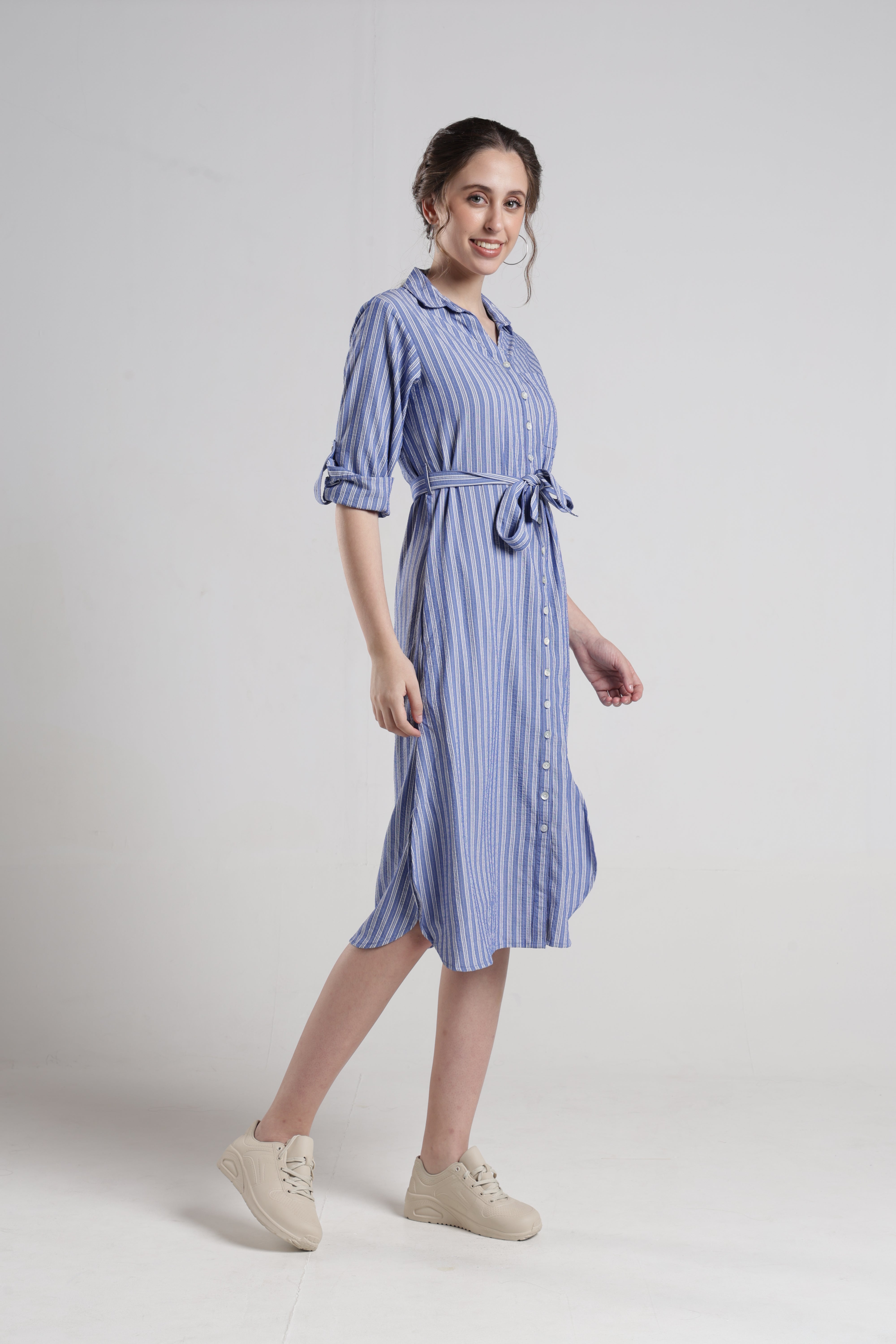 Identiti Women Casual Striped Dress - Blue
