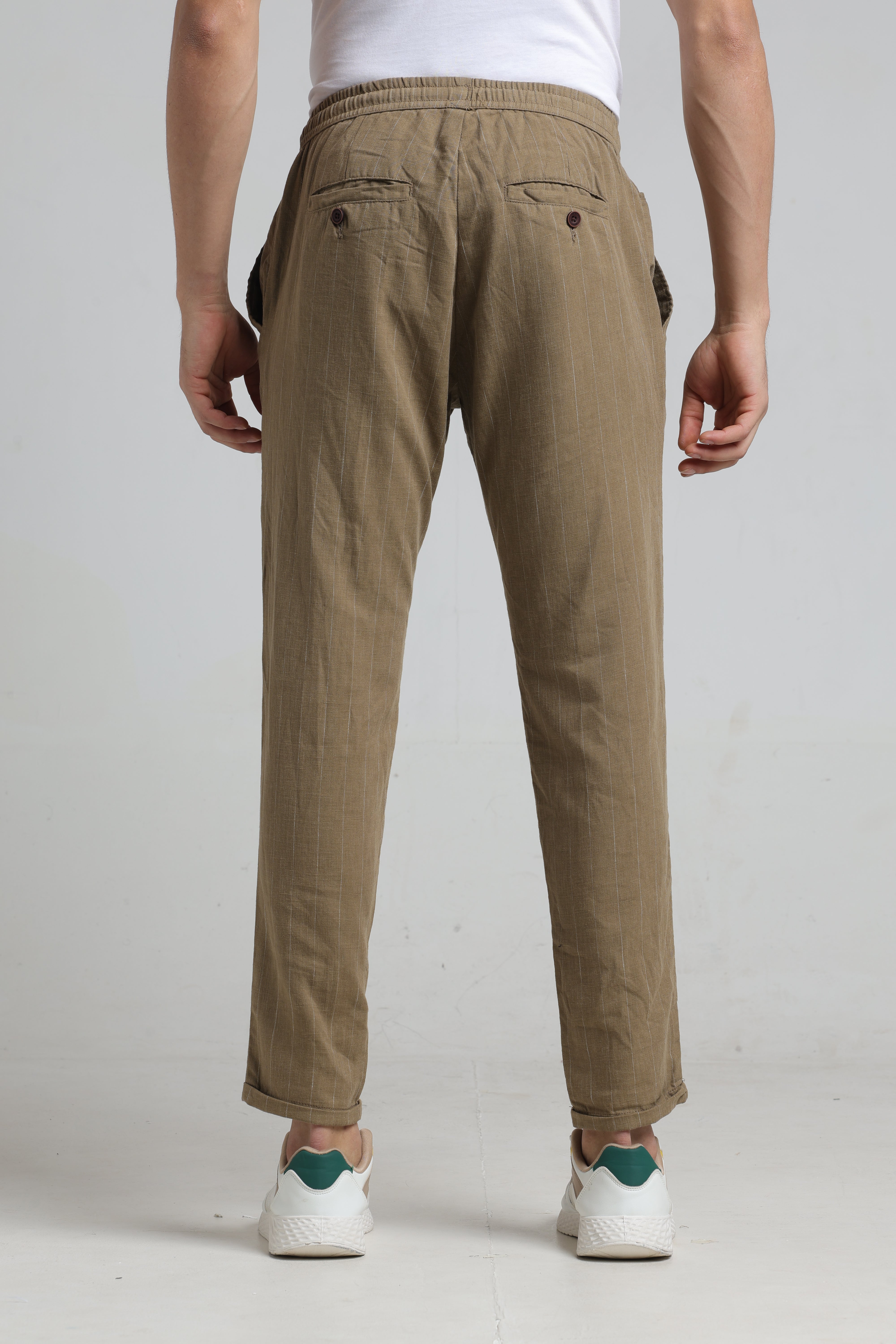 Men Fashion Jog Trousers In Stripes - Khaki