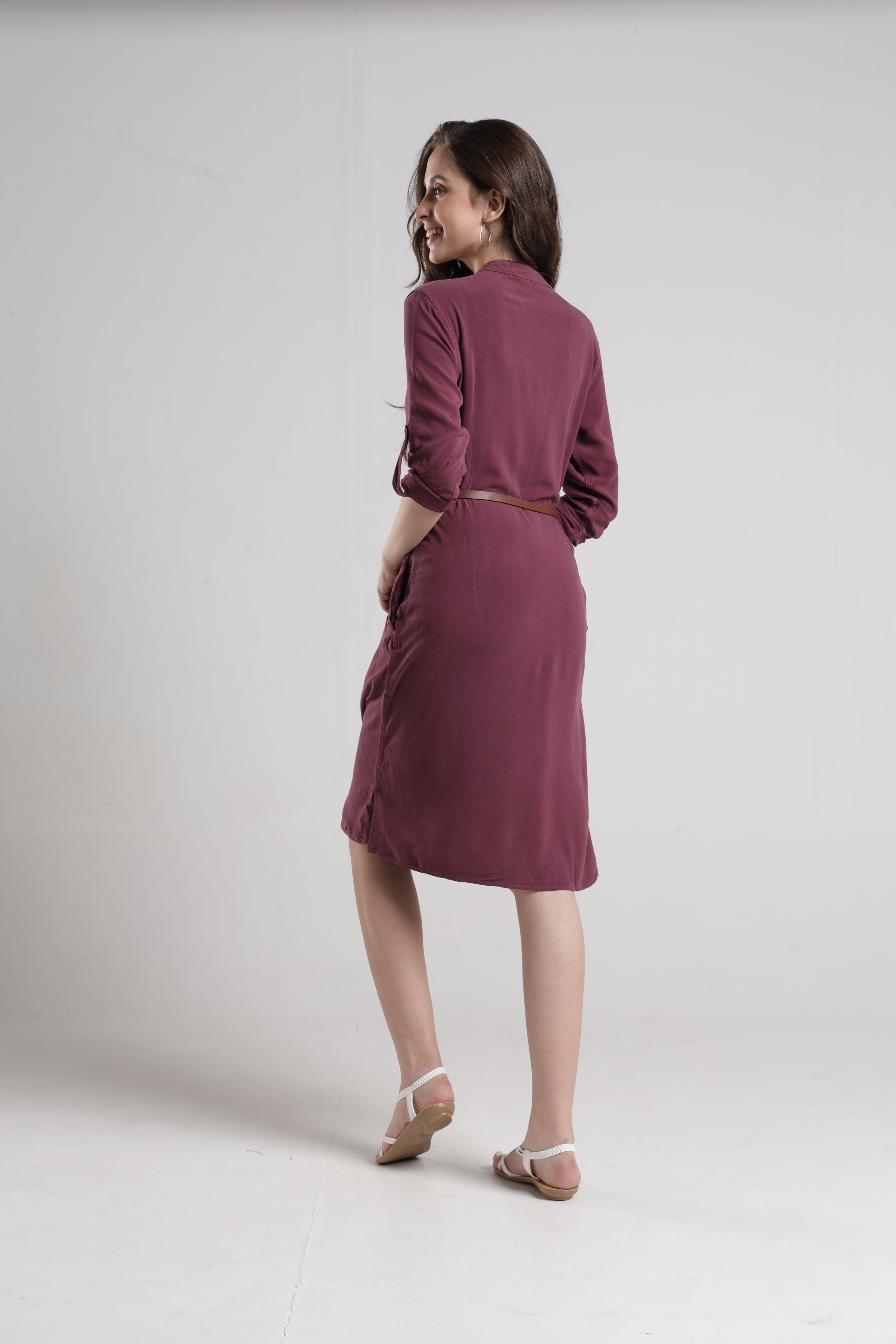 Identiti Women Indo Western Solid Dress - Onion.