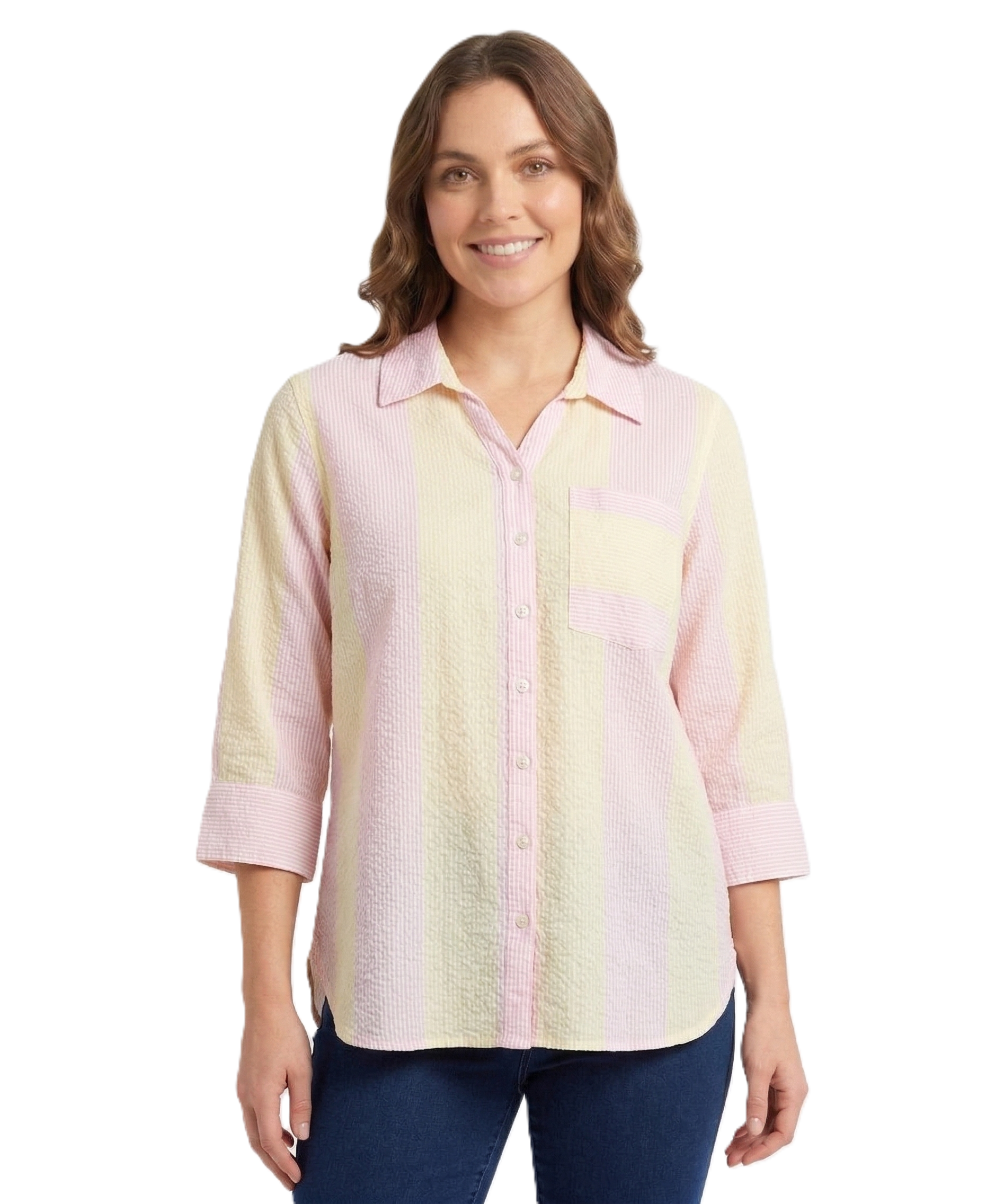 Identiti Women Striped Casual Shirt - Pink.