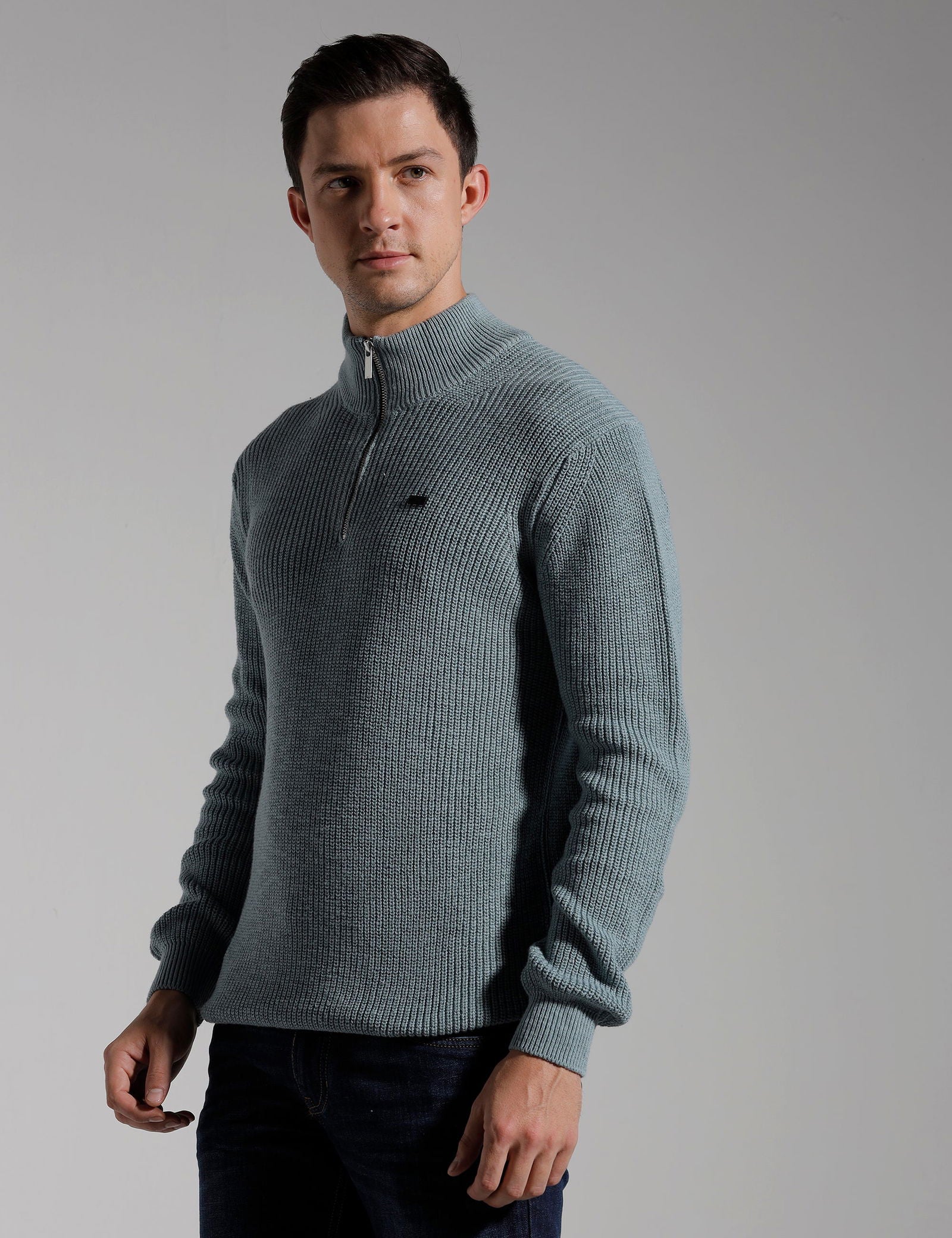 IDENTITI Men Half Zipper High Neck Pull Over