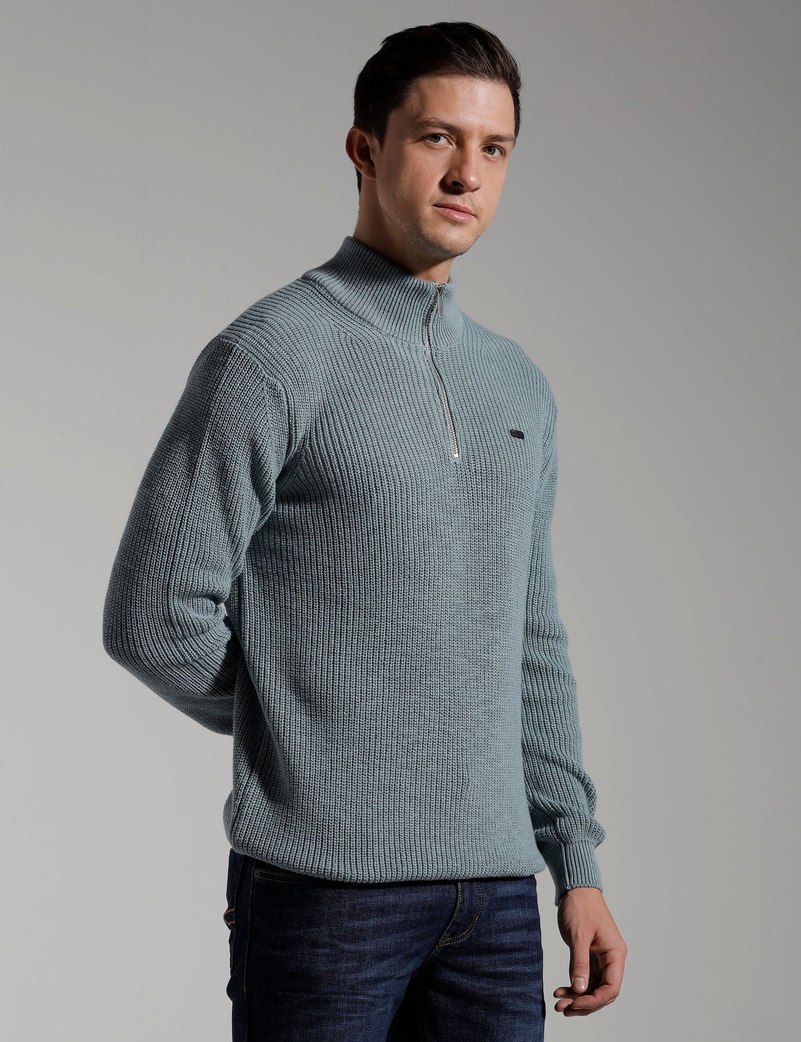 IDENTITI Men Half Zipper High Neck Pull Over