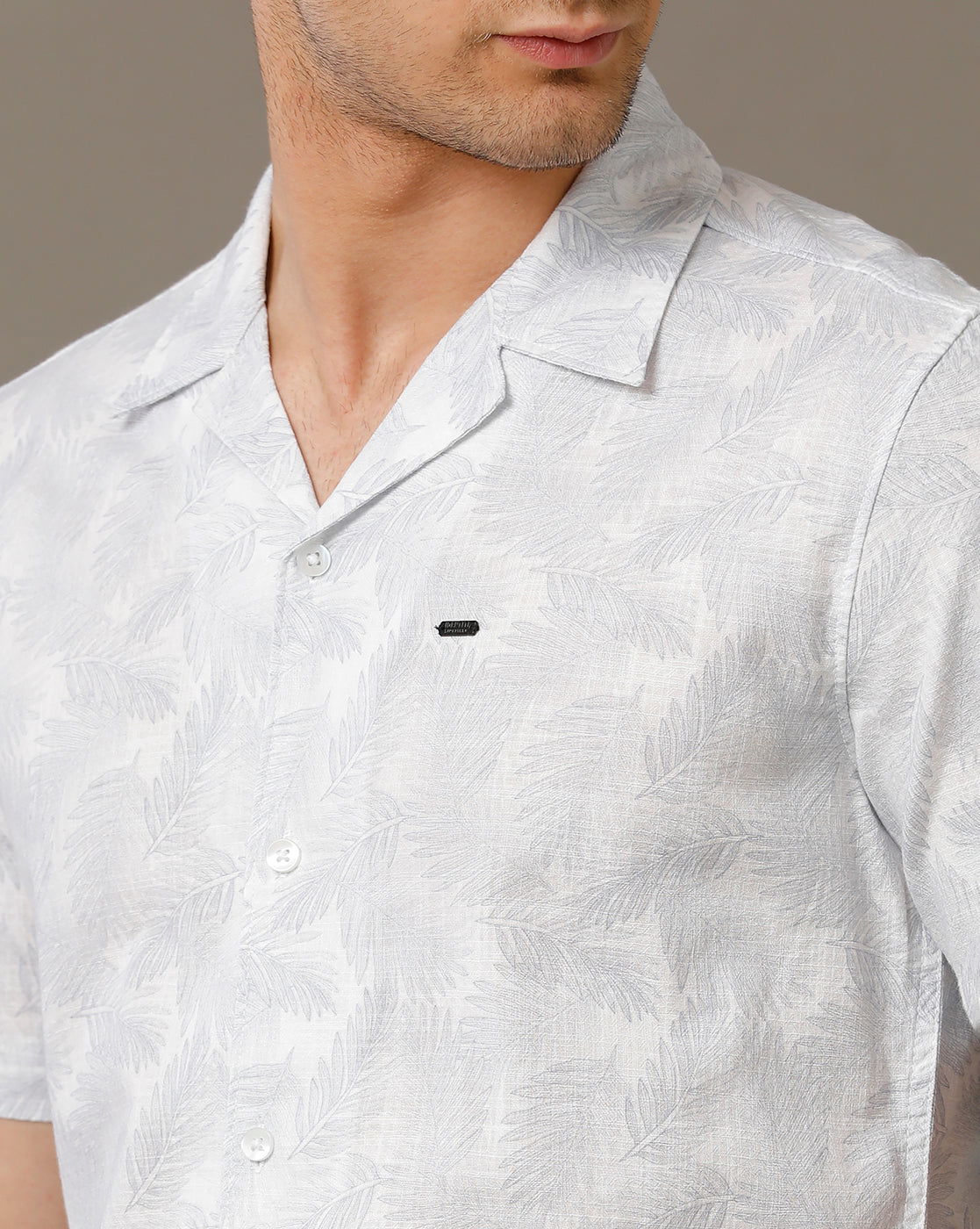 IDENTITI Men Slim Fit Cuban Collar Printed Shirt In Blue.