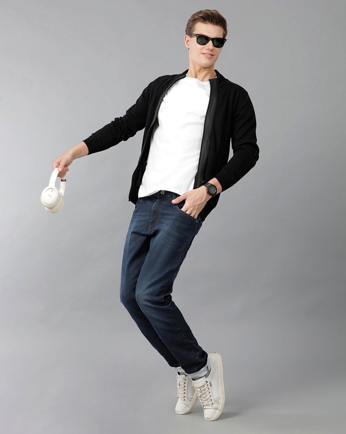 IDENTITI Men Slim Fit High Neck Flat Knit In Black