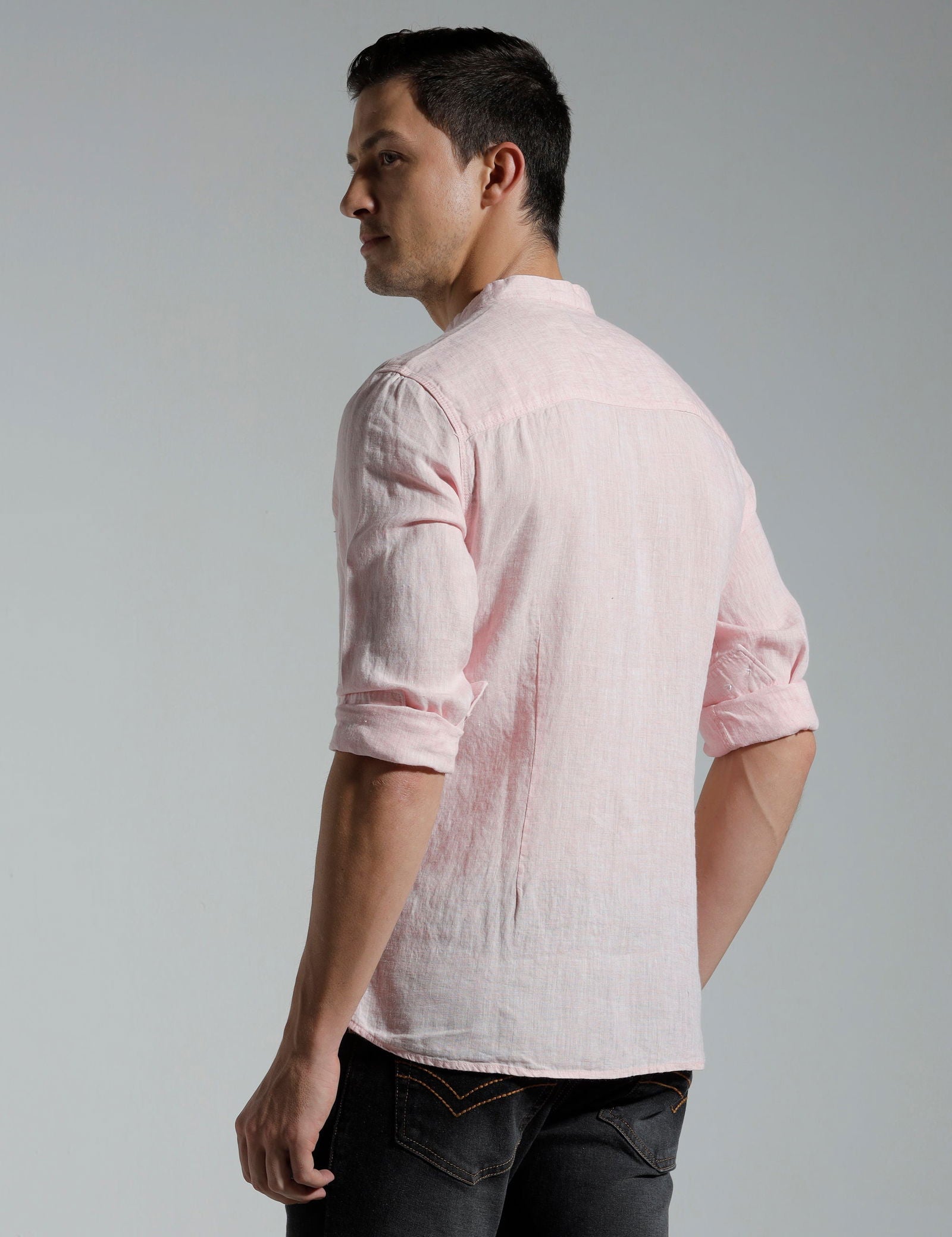 IDENTITI Men Slim Fit Mandarin Collar Solid Shirt