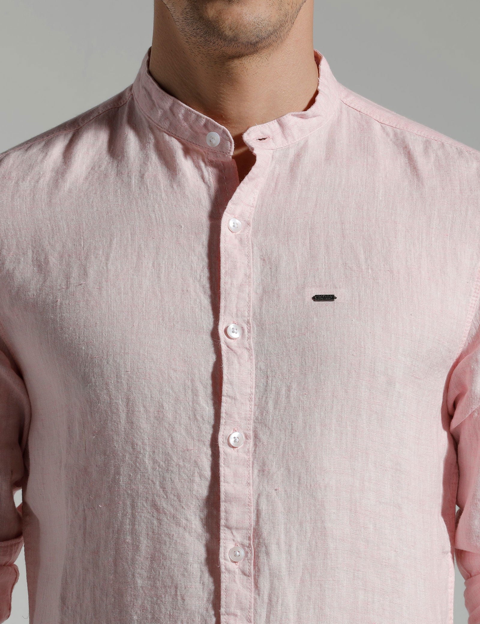 IDENTITI Men Slim Fit Mandarin Collar Solid Shirt