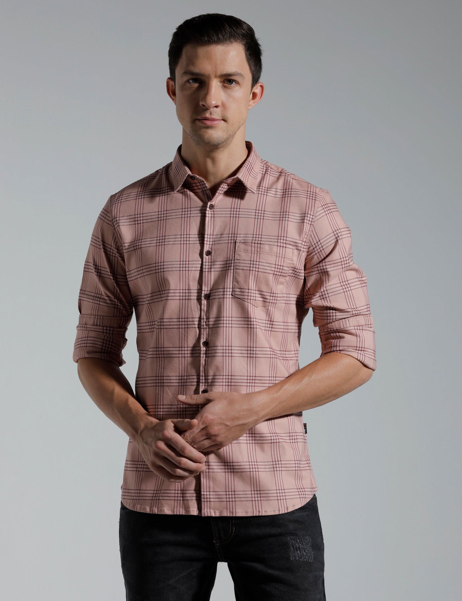 IDENTITI Men Slim Fit Regular Collar Checks Shirt