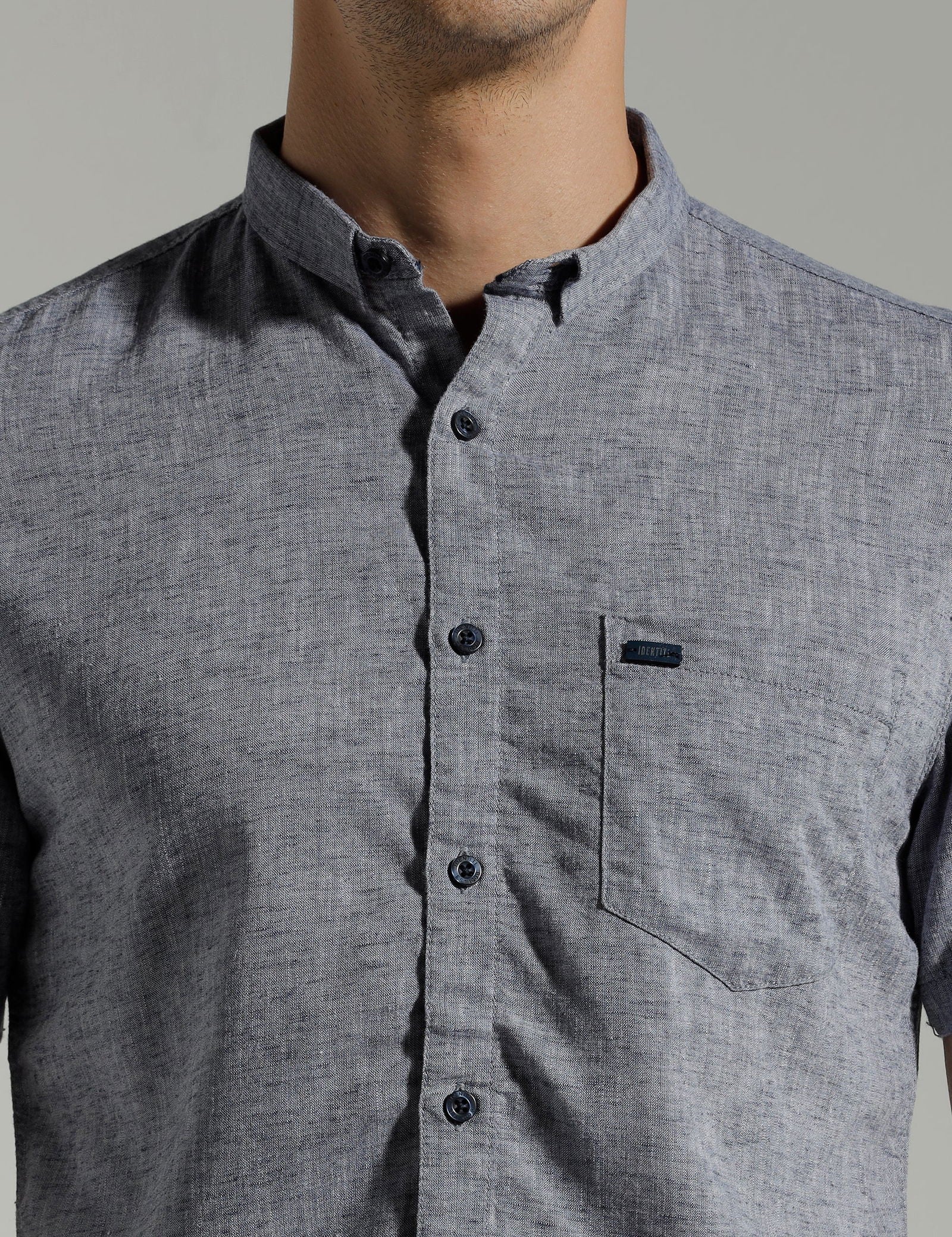 IDENTITI Men Slim Fit Short Collar Solid Shirt
