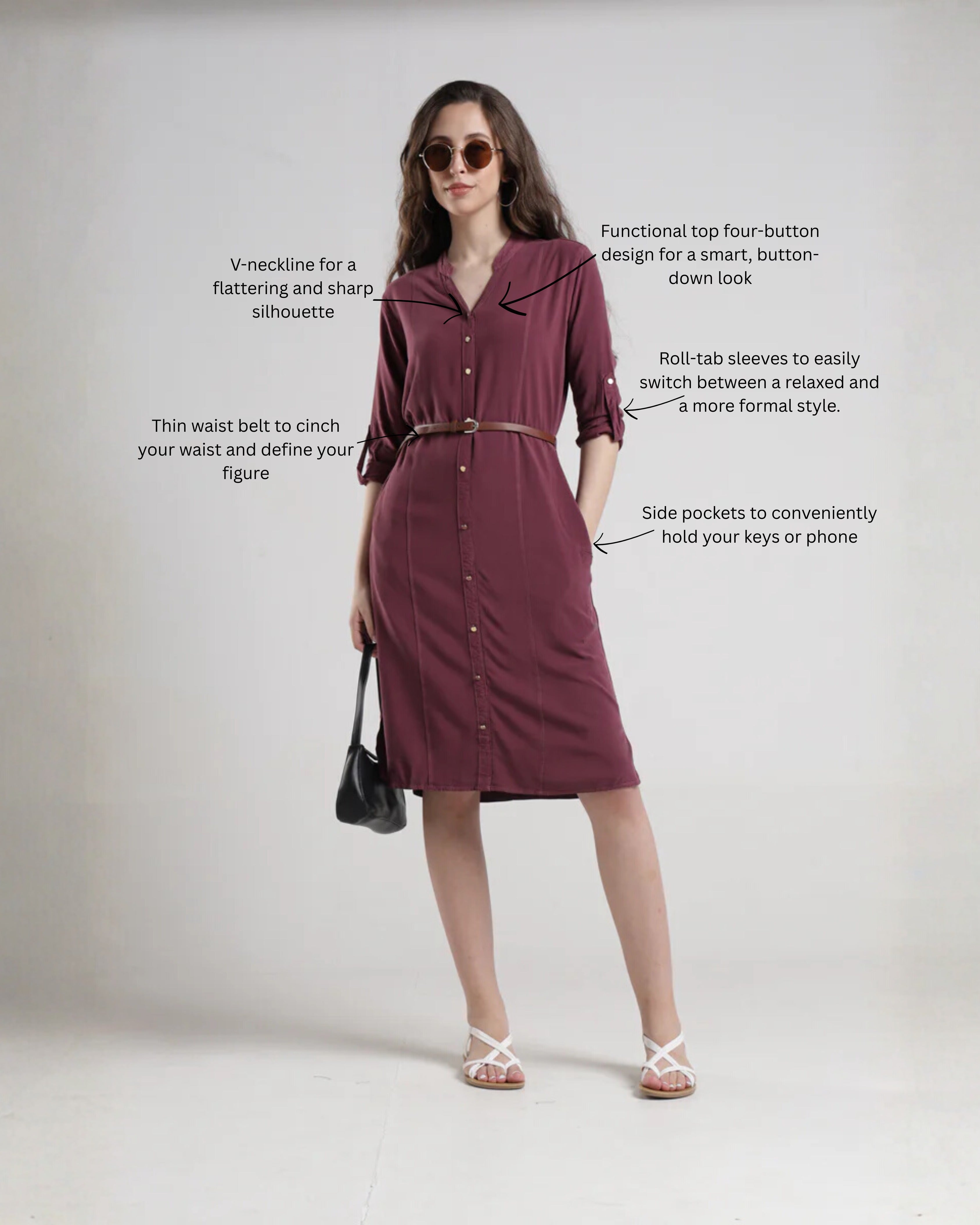 Identiti Women Indo Western Solid Dress - Onion.