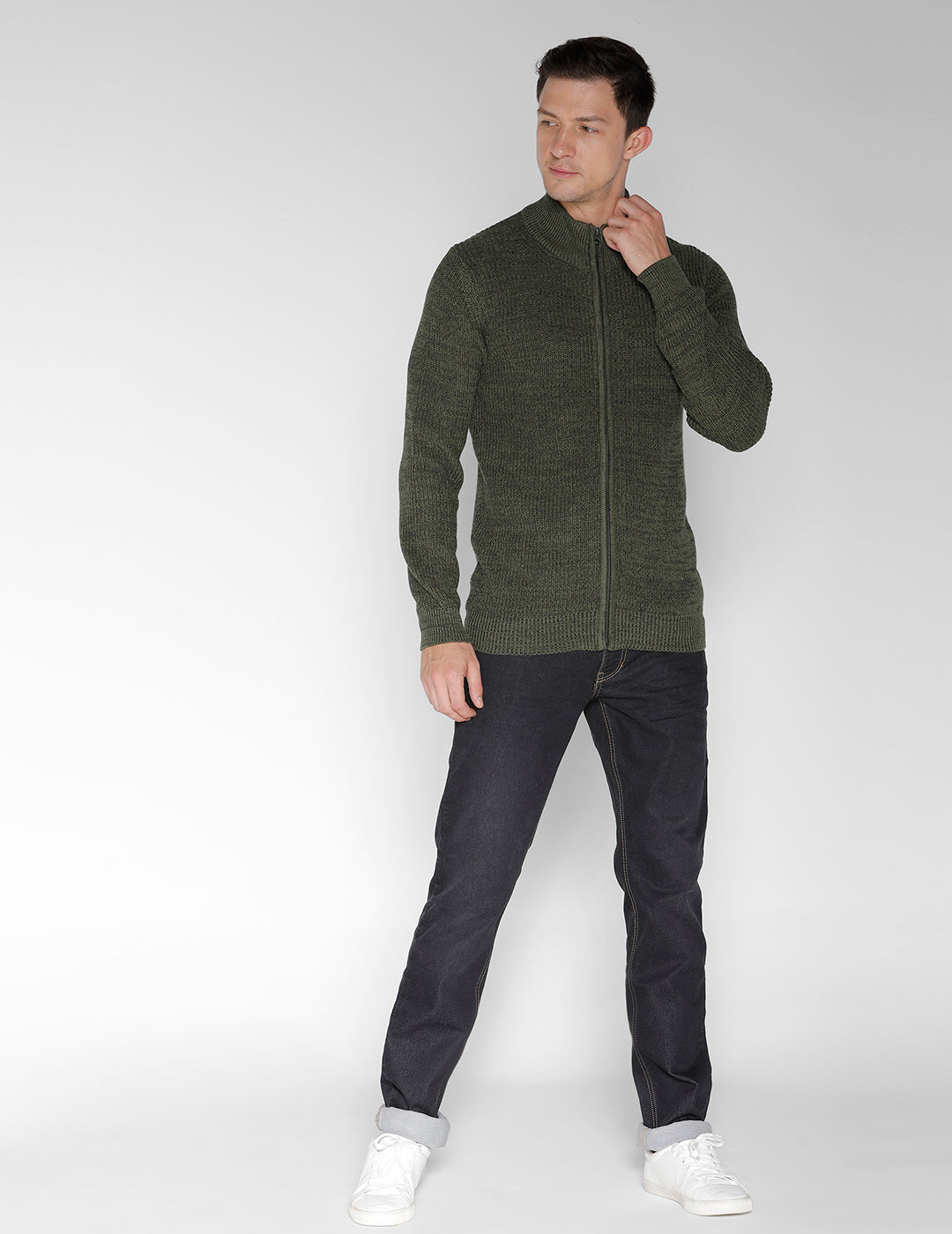 Identiti Full Sleeve Solid Slim Fit Cotton Casual Pull Over