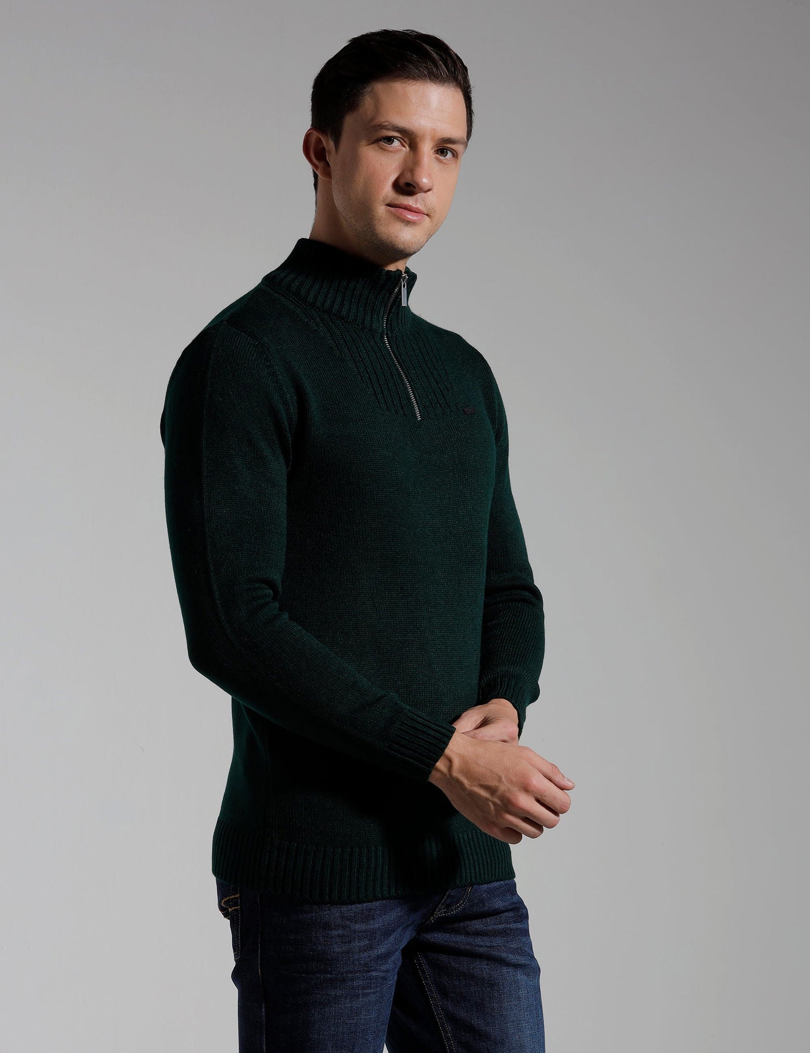 Identiti Full Sleeve Solid Slim Fit Cotton Casual Pull Over T-shirt For Men
