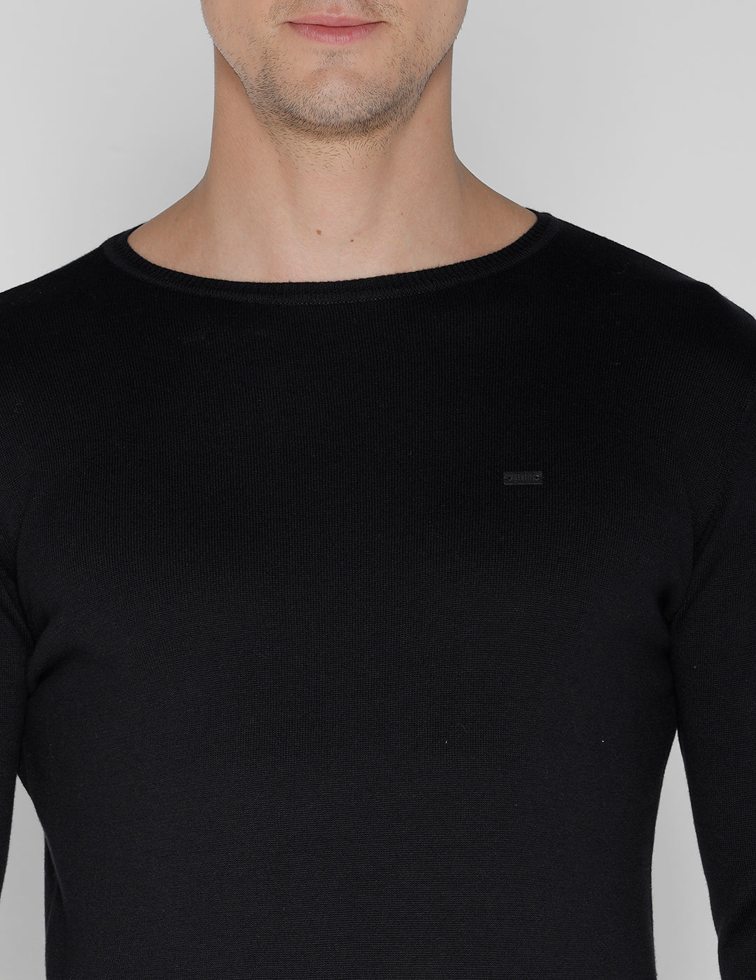 Identiti Full Sleeve Solid Slim Fit Cotton Casual Round Neck T-Shirt For Men