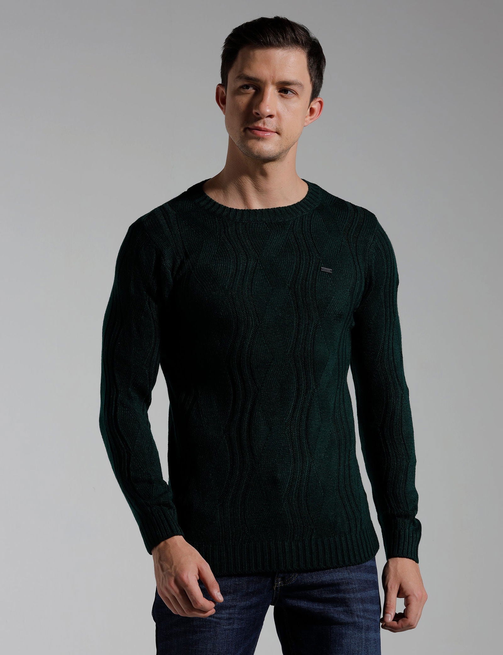 Identiti Full Sleeve Solid Slim Fit Cotton Casual Sweater Pull Over