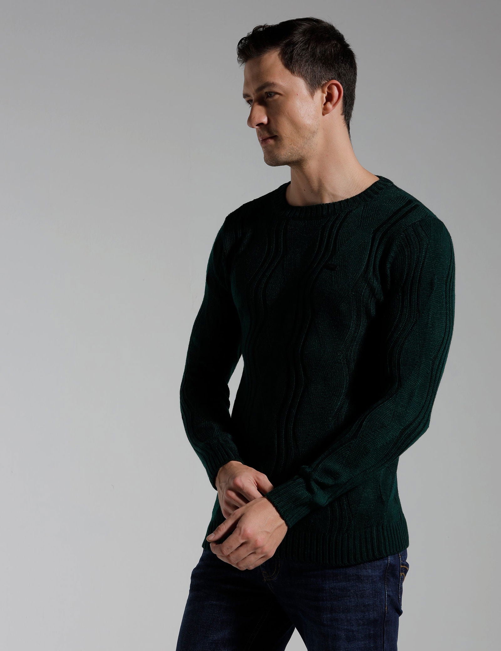 Identiti Full Sleeve Solid Slim Fit Cotton Casual Sweater Pull Over