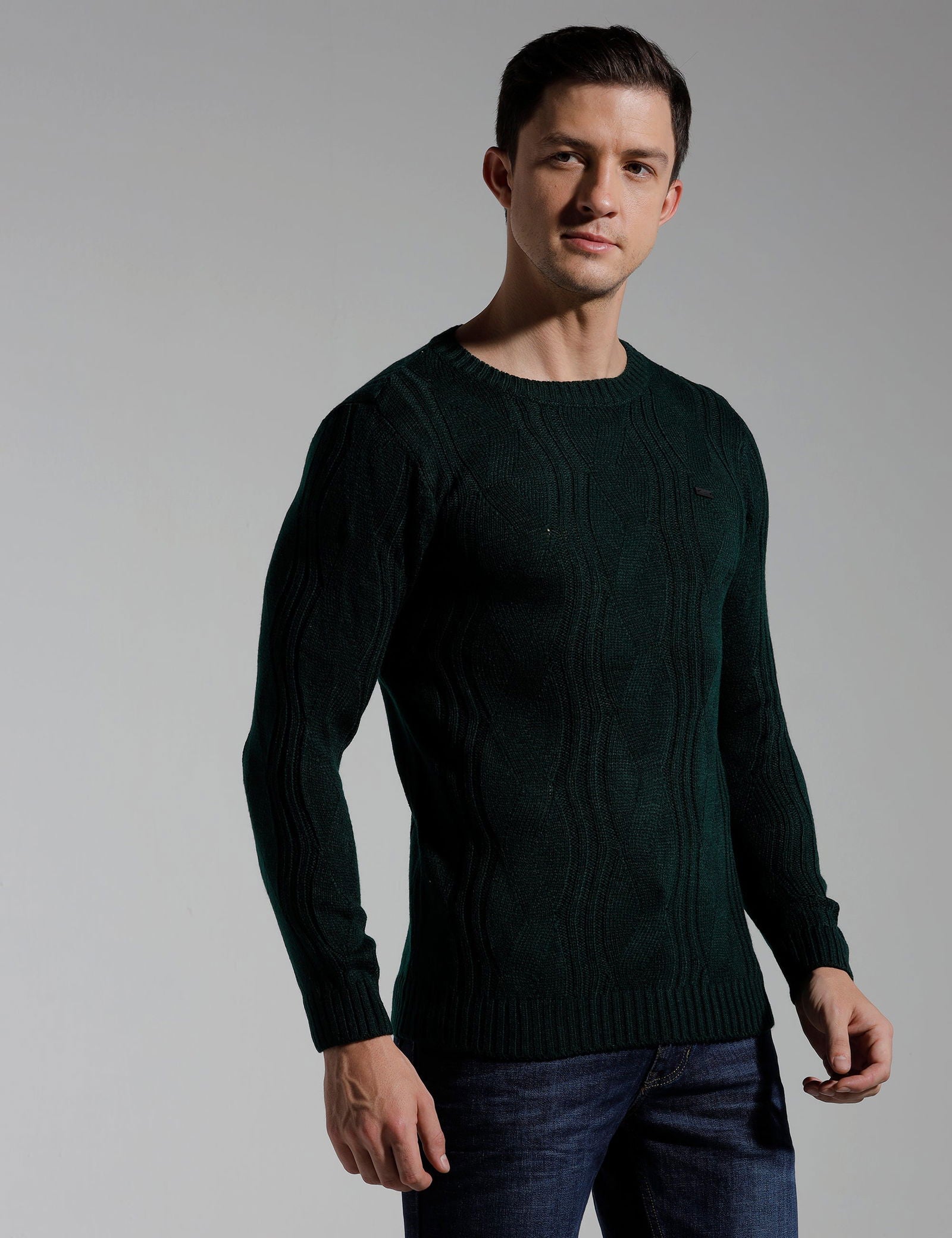 Identiti Full Sleeve Solid Slim Fit Cotton Casual Sweater Pull Over
