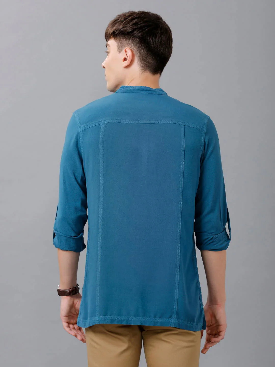 Identiti Men Half Placket Mandarin Collar Shirt/Kurta