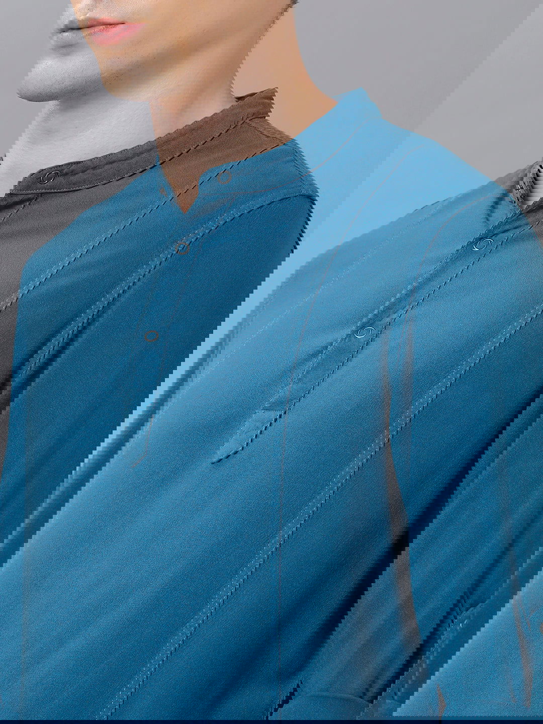 Identiti Men Half Placket Mandarin Collar Shirt/Kurta