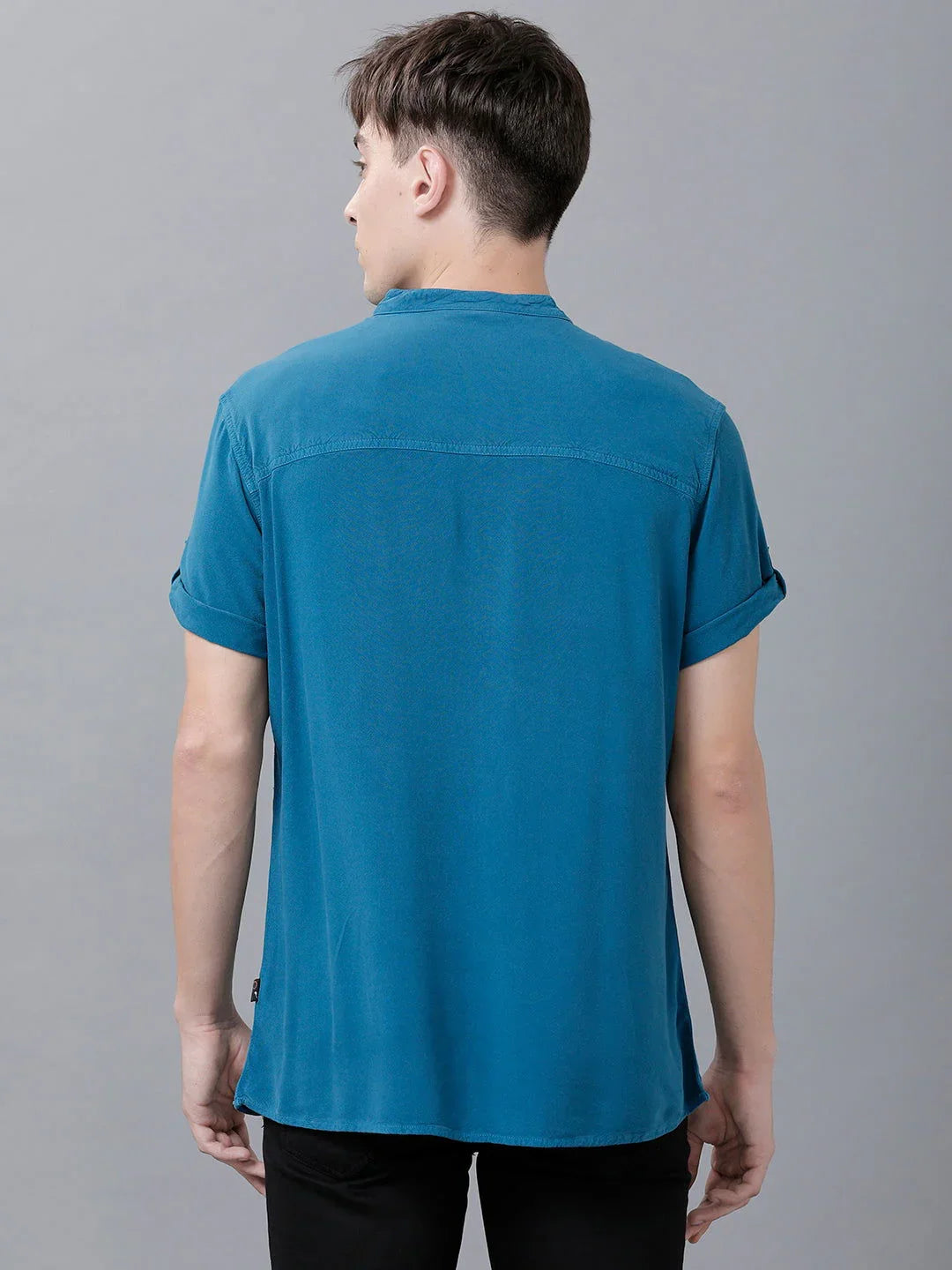 Identiti Men Half Placket Mandarin Collar Shirt/Kurta