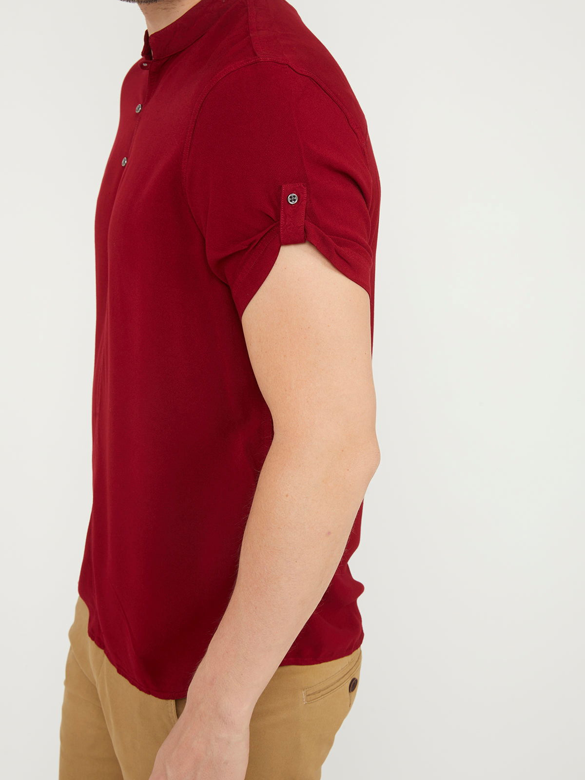 Identiti Men Half Placket Mandarin Collar Shirt/Kurta