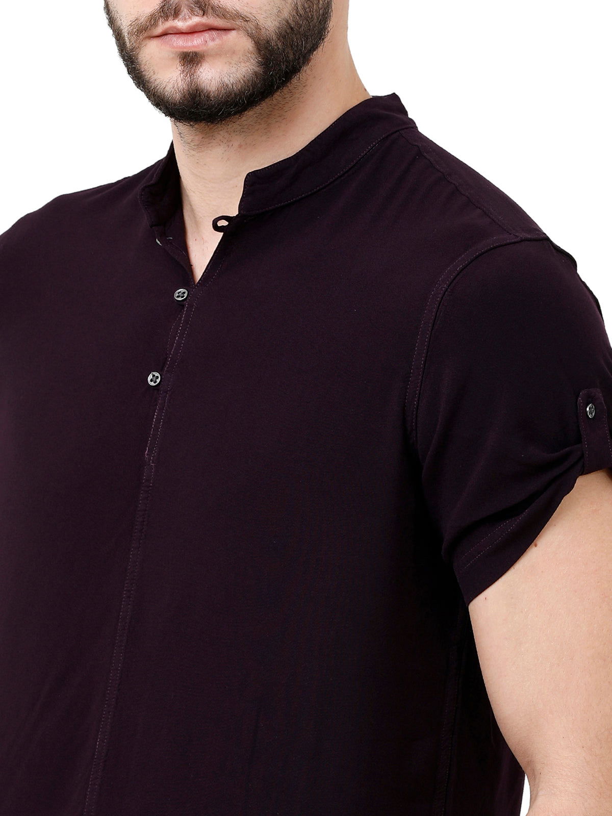 Identiti Men Half Placket Mandarin Collar Shirt/Kurta