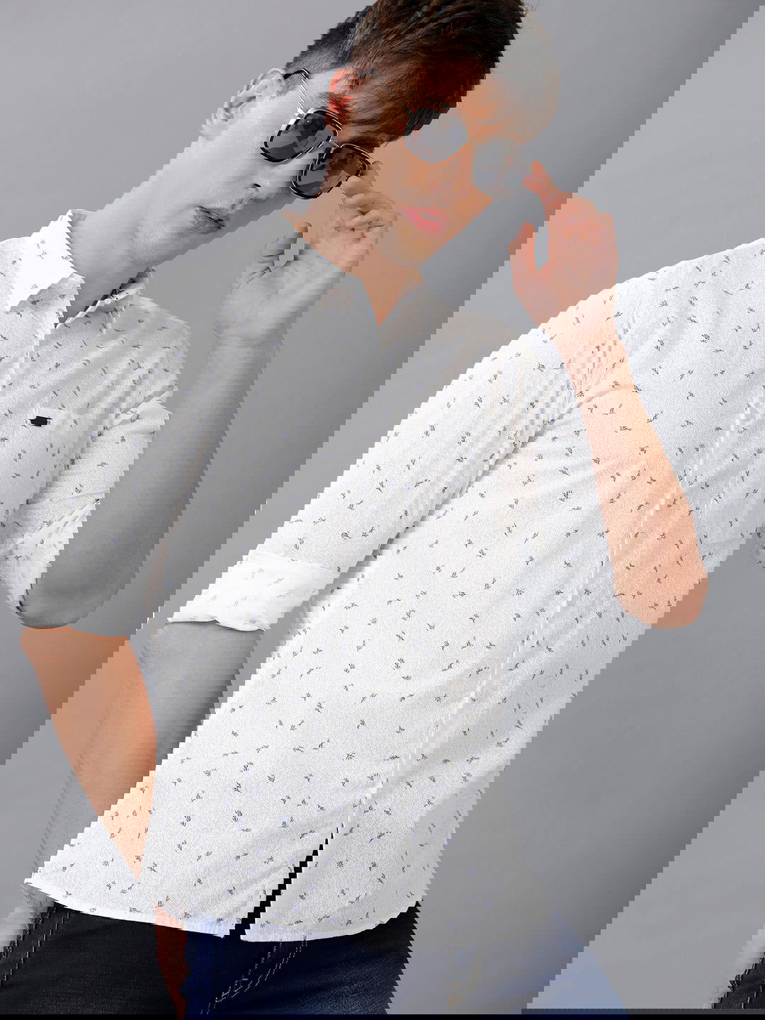 Identiti Men Slim Fit Printed Shirt - White