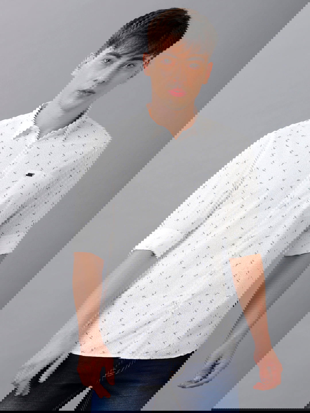 Identiti Men Slim Fit Printed Shirt - White
