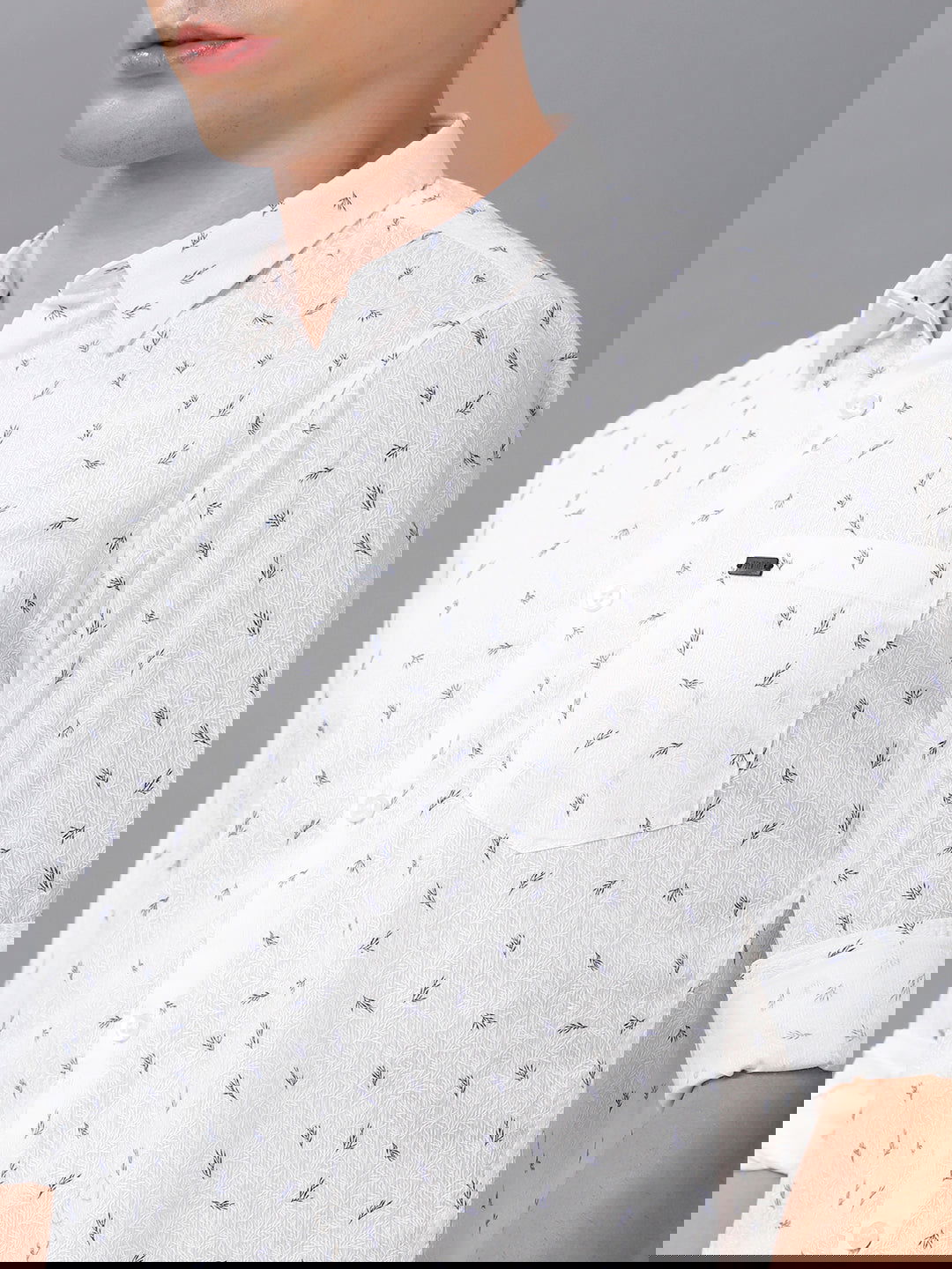 Identiti Men Slim Fit Printed Shirt - White
