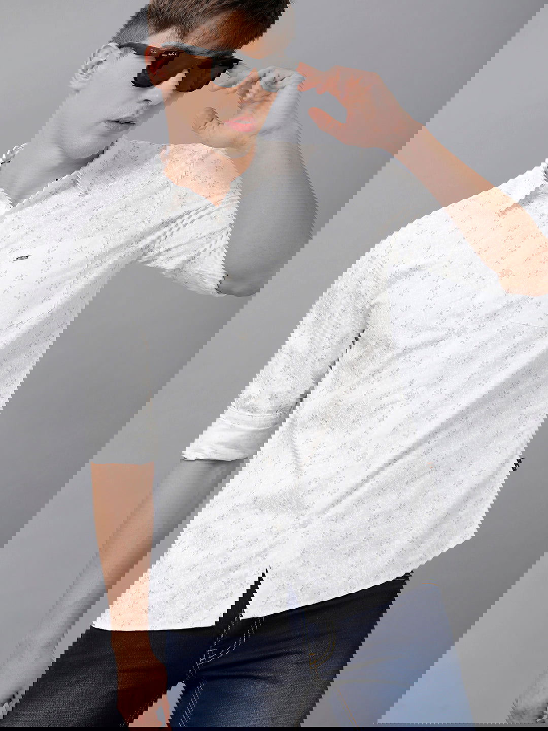 Identiti Men Slim Fit Satin Printed Shirt