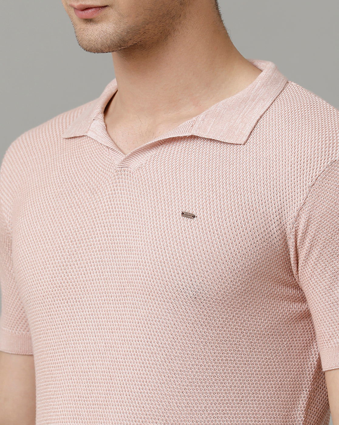 Identiti Pink Half Sleeve Solid Slim Fit Cotton Casual Polo T-Shirt For Men.