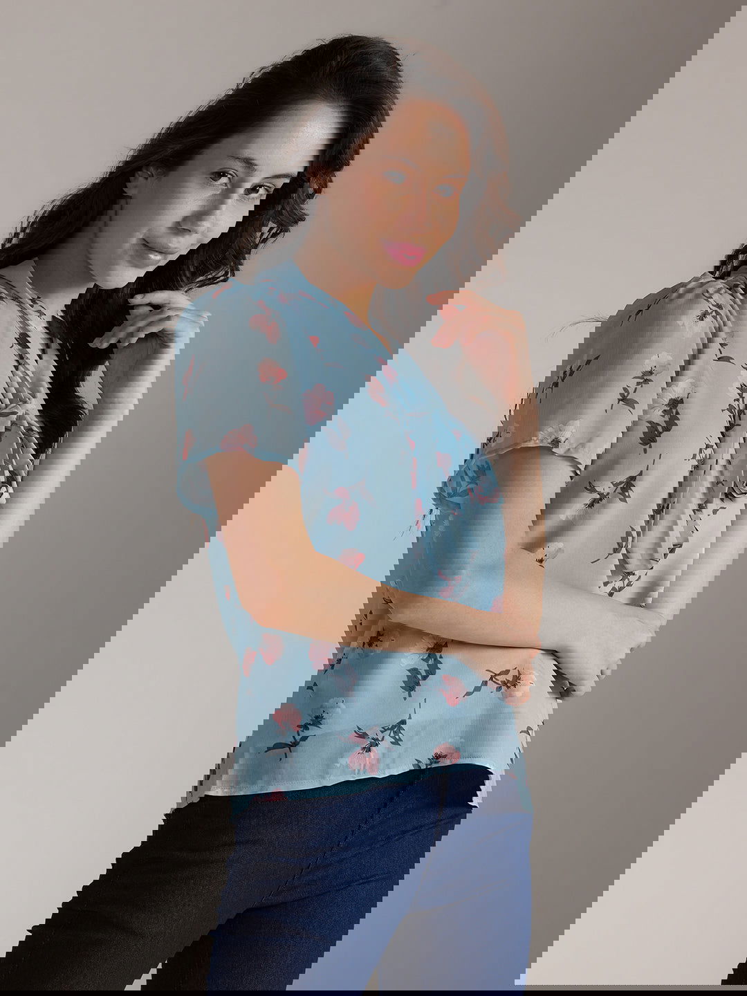 Identiti Women Printed Casual Top - Blue.