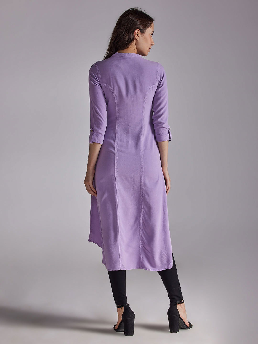 Identiti Women Solid Indo Western Tunic - Lilac.