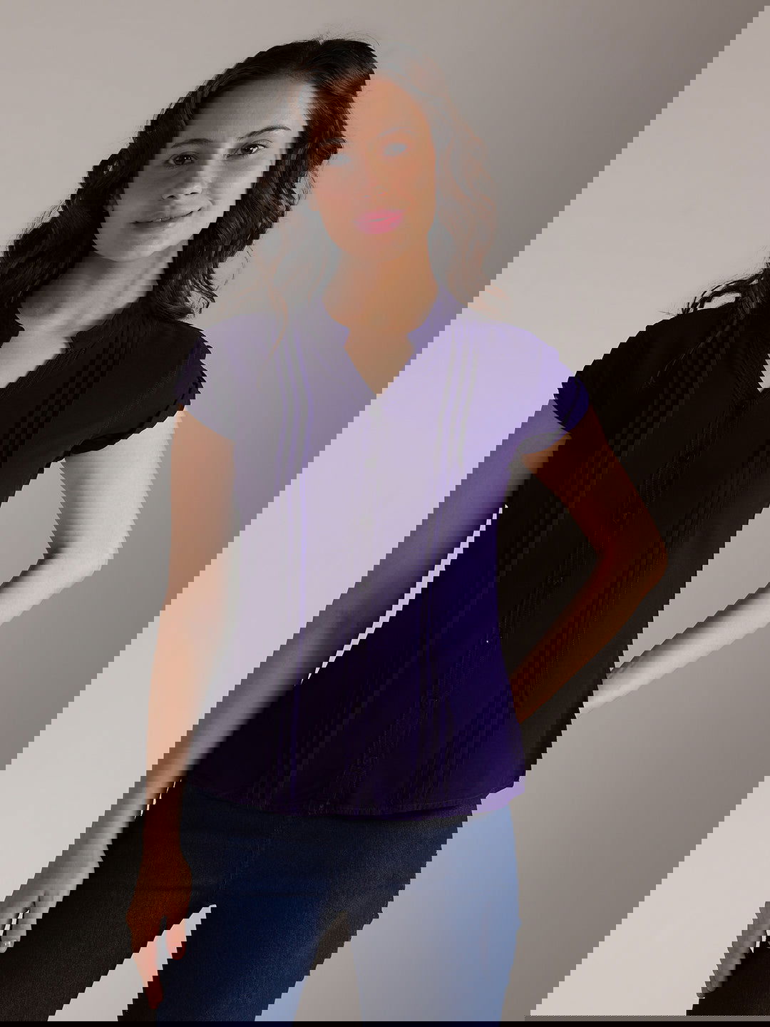 Identiti Women Solid Slim Fit Shirt - Lavender.