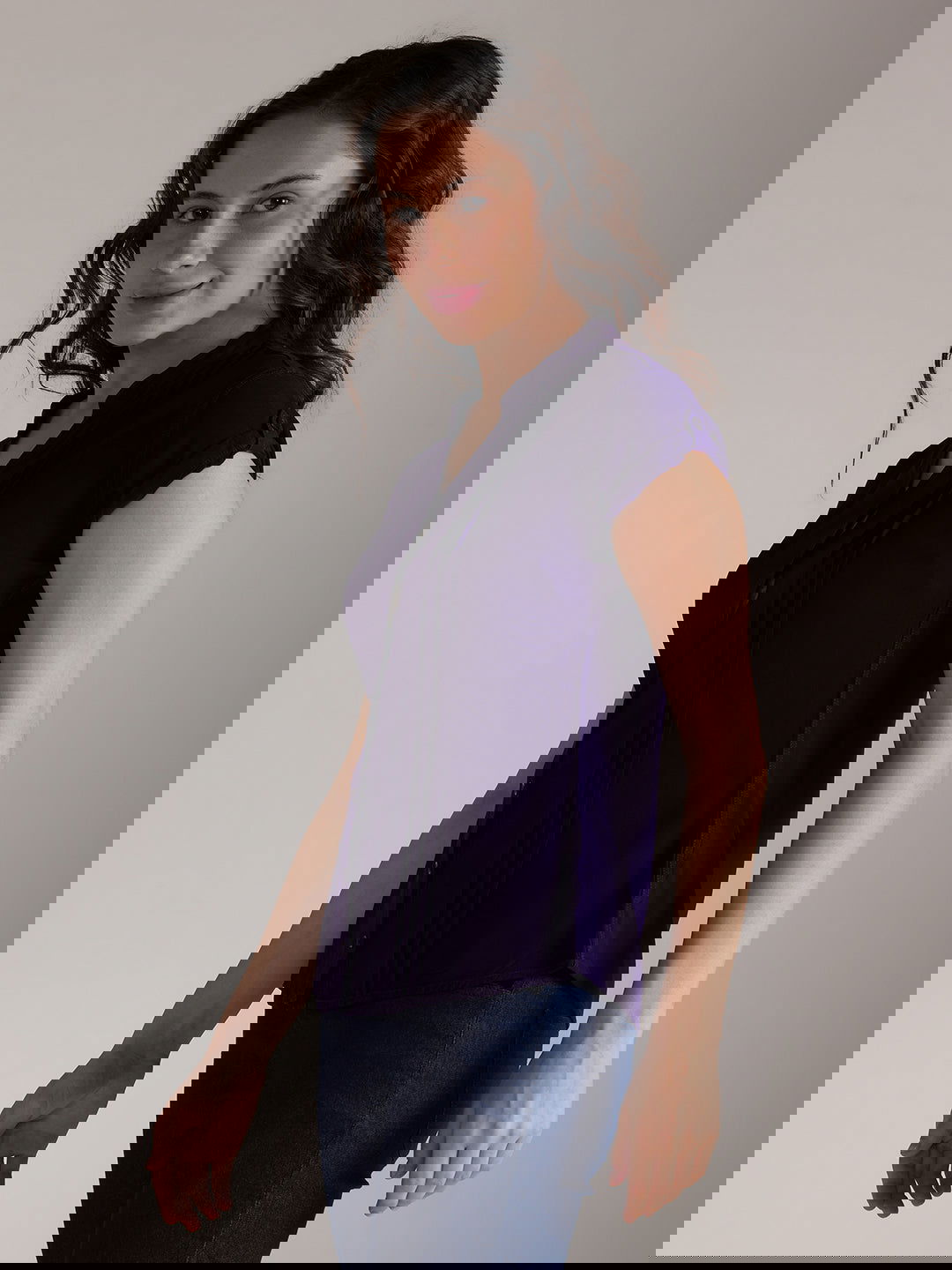 Identiti Women Solid Slim Fit Shirt - Lavender.