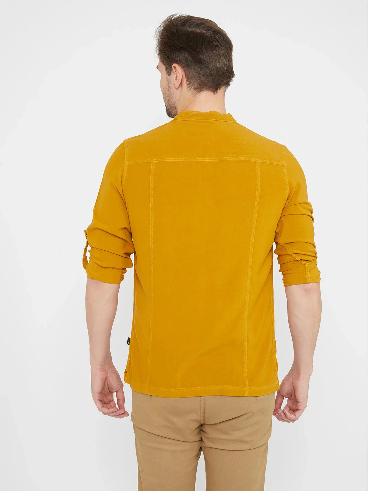 Men Half Placket Mandarin Collar Viscose Shirt / Kurta