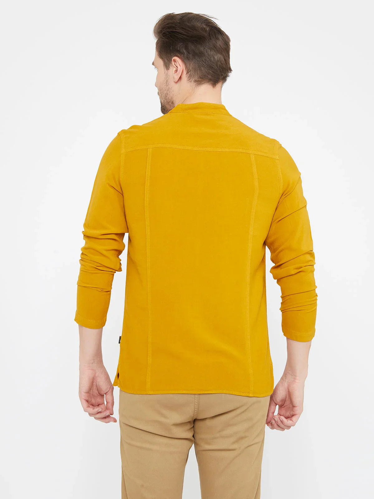 Men Half Placket Mandarin Collar Viscose Shirt / Kurta