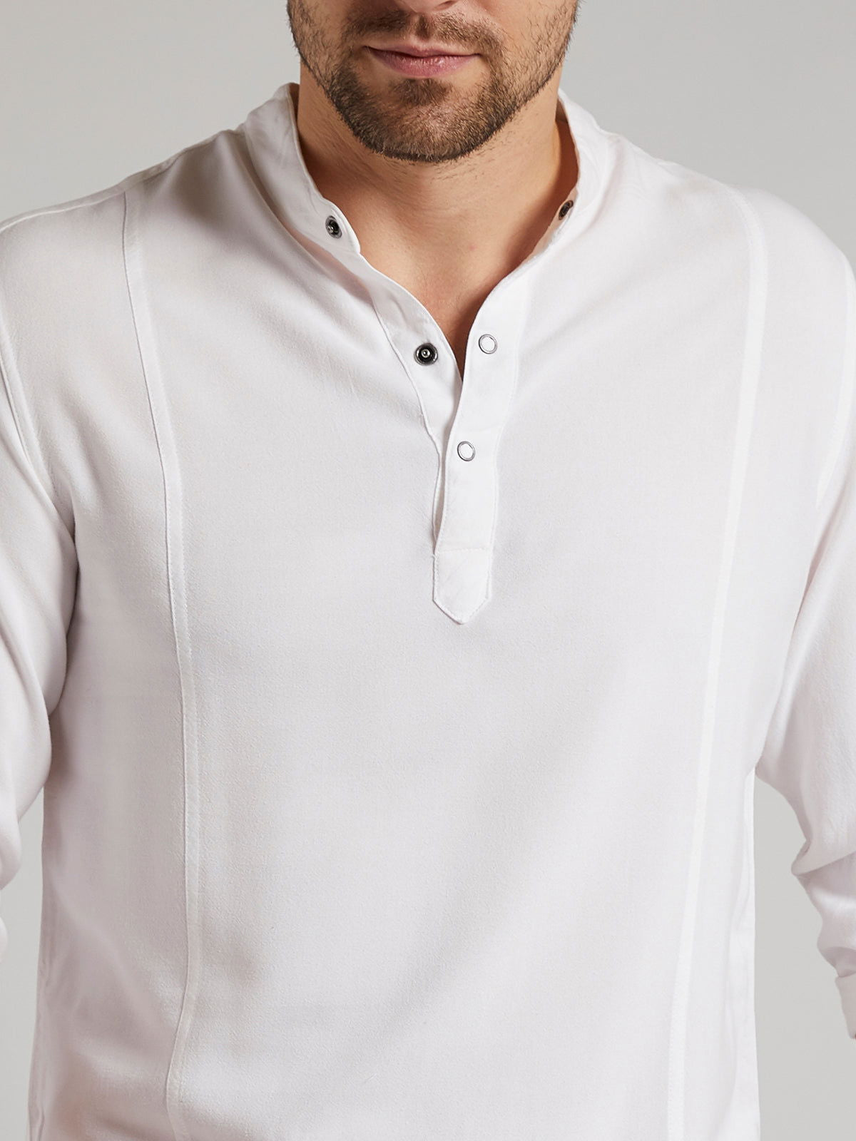 Men Half Placket Mandarin Collar Viscose Shirt / Kurta