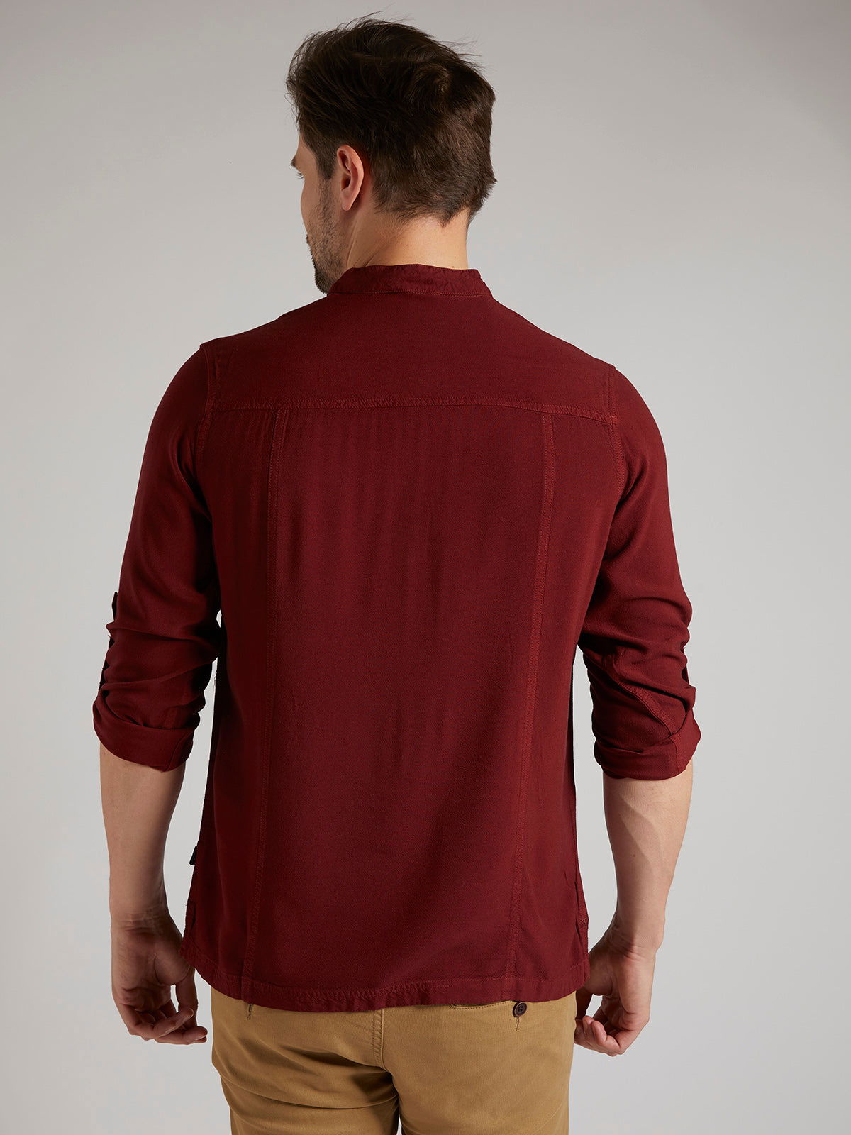 Men Half Placket Mandarin Collar Viscose Shirt / Kurta