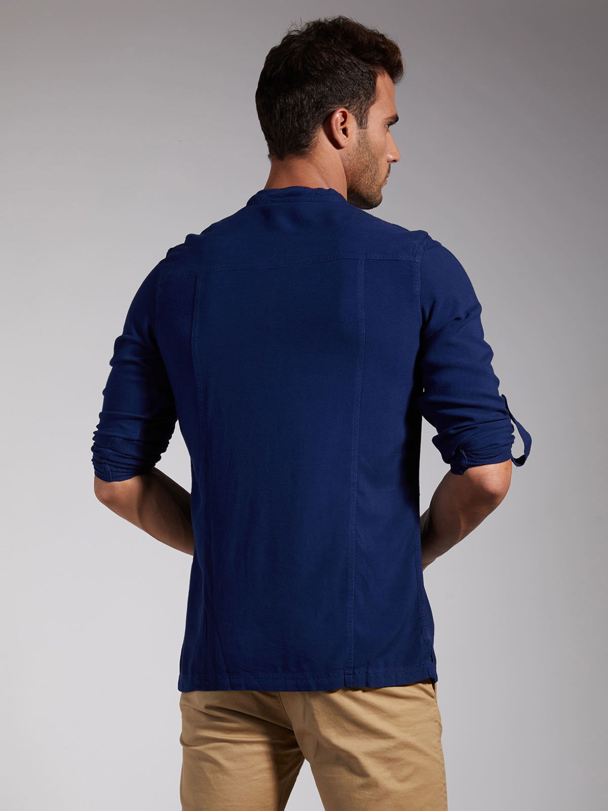 Men Half Placket Mandarin Collar Viscose Shirt / Kurta