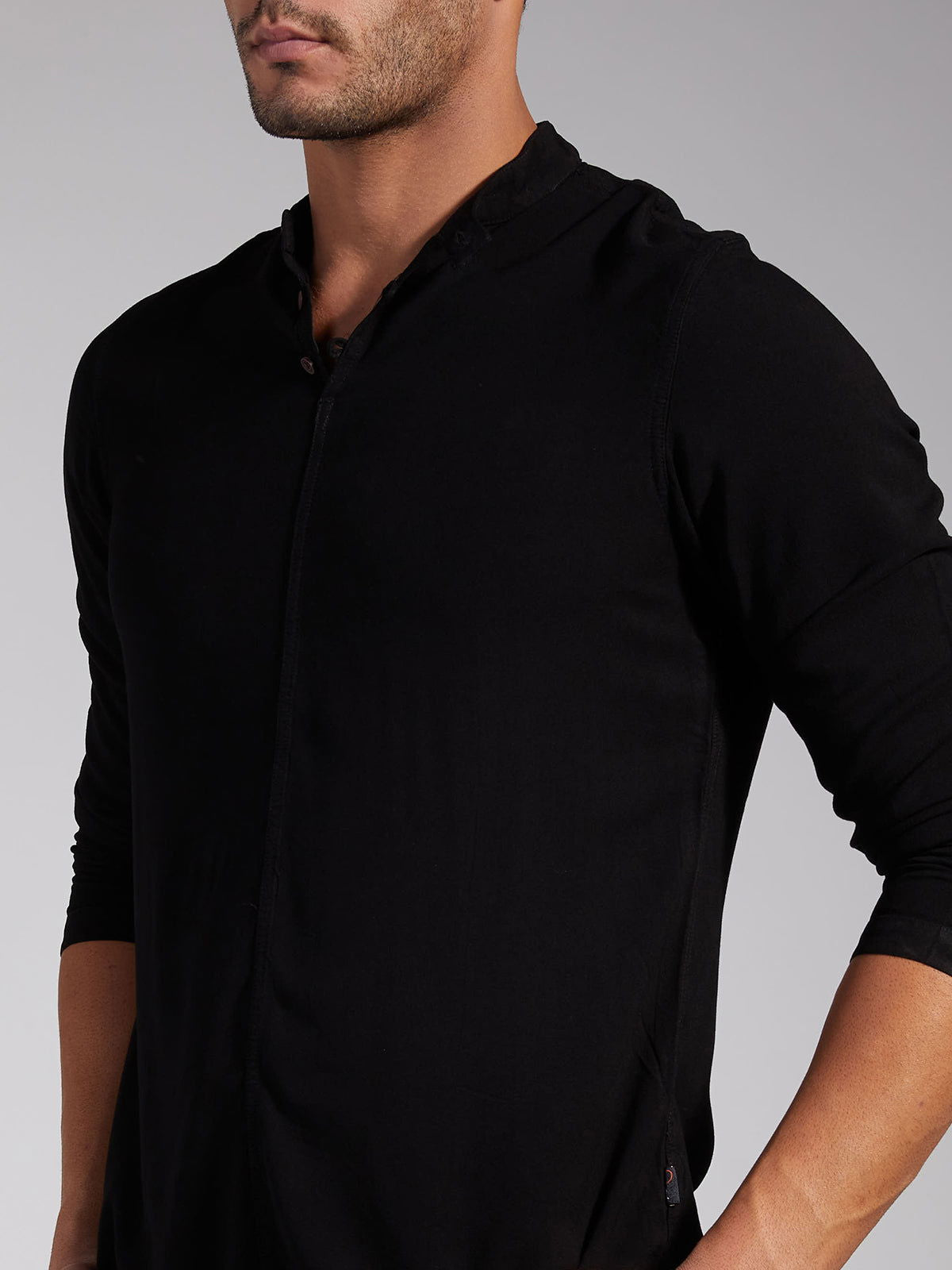 Men Half Placket Mandarin Collar Viscose Shirt / Kurta