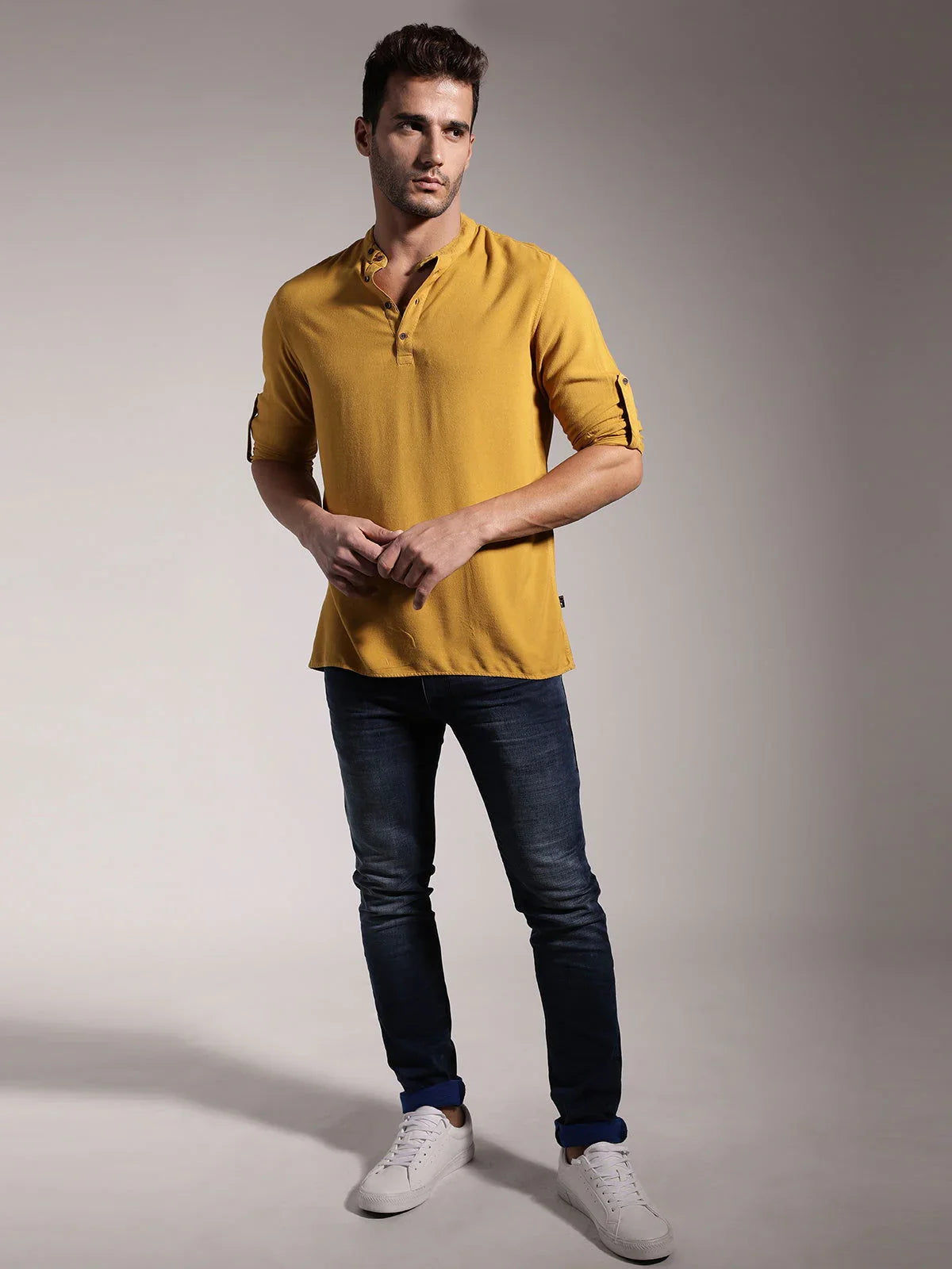 Men Half Placket Viscose Shirt / Kurta