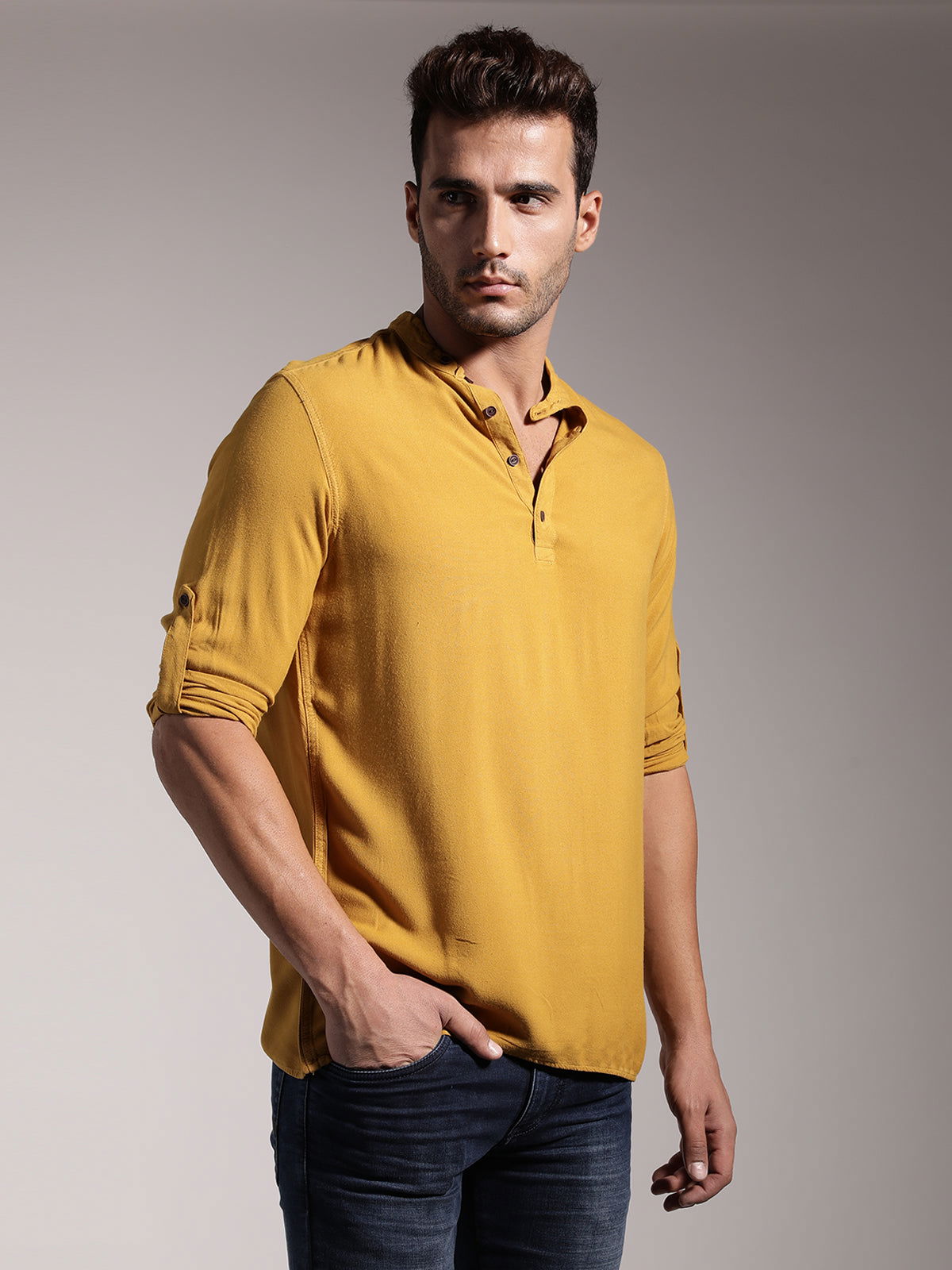 Men Half Placket Viscose Shirt / Kurta