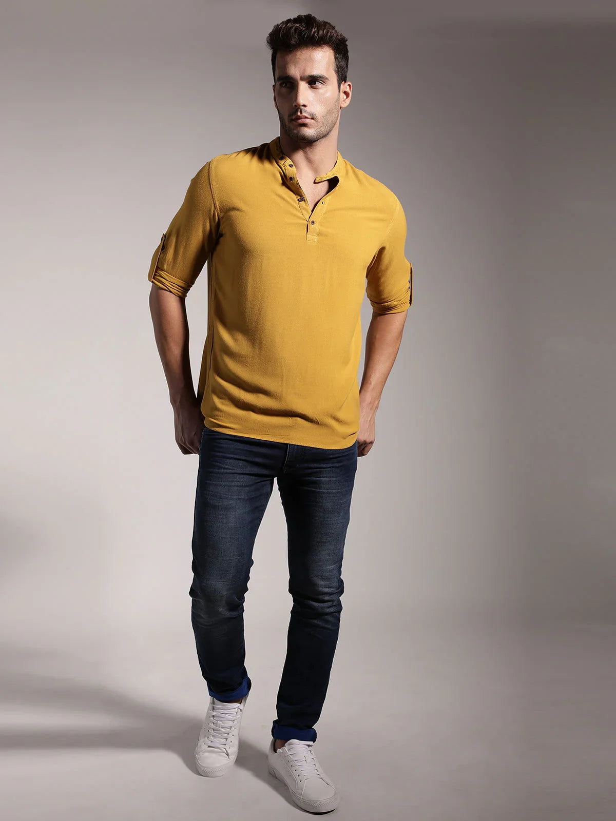 Men Half Placket Viscose Shirt / Kurta